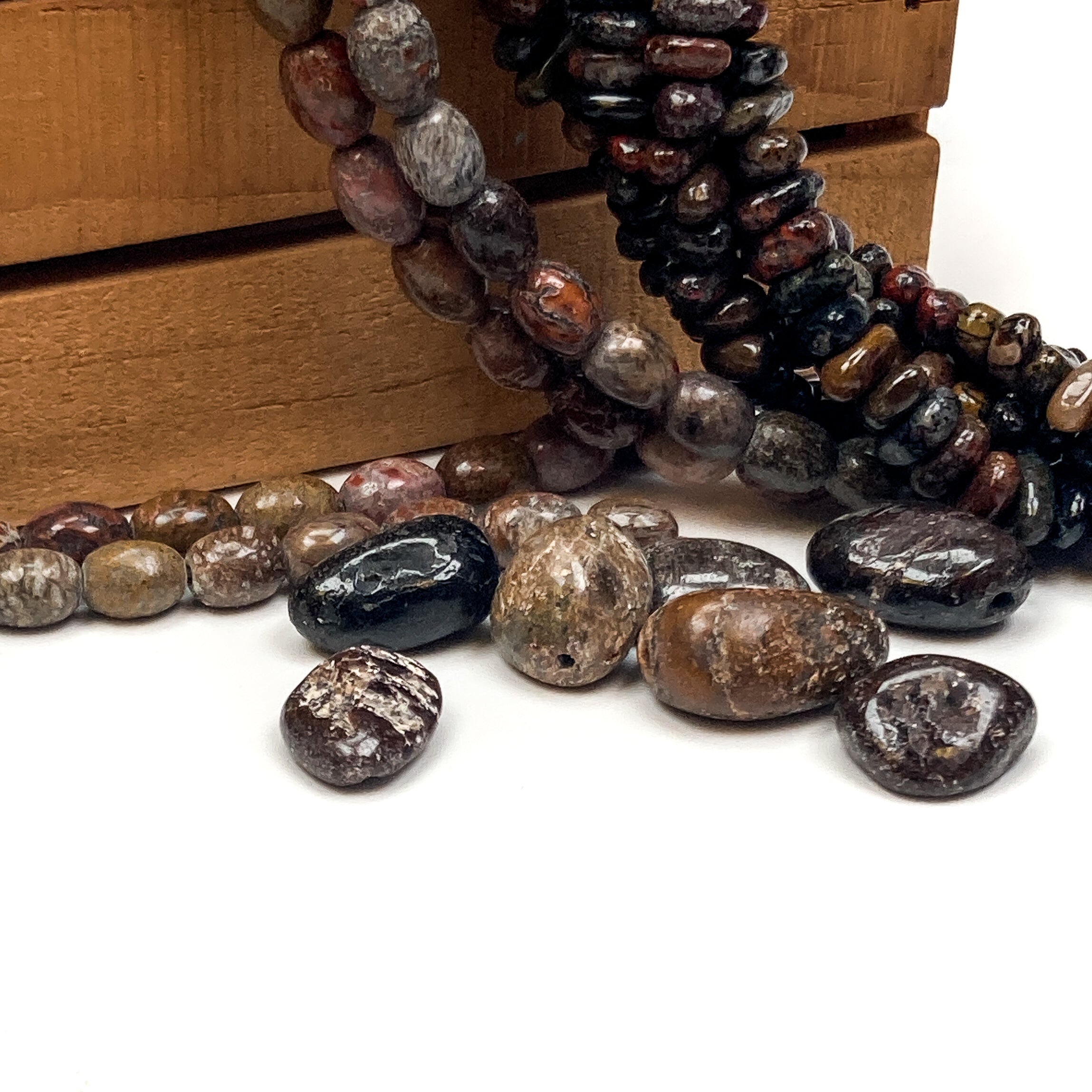 Strand Fossilized Stegodon Bone Beads