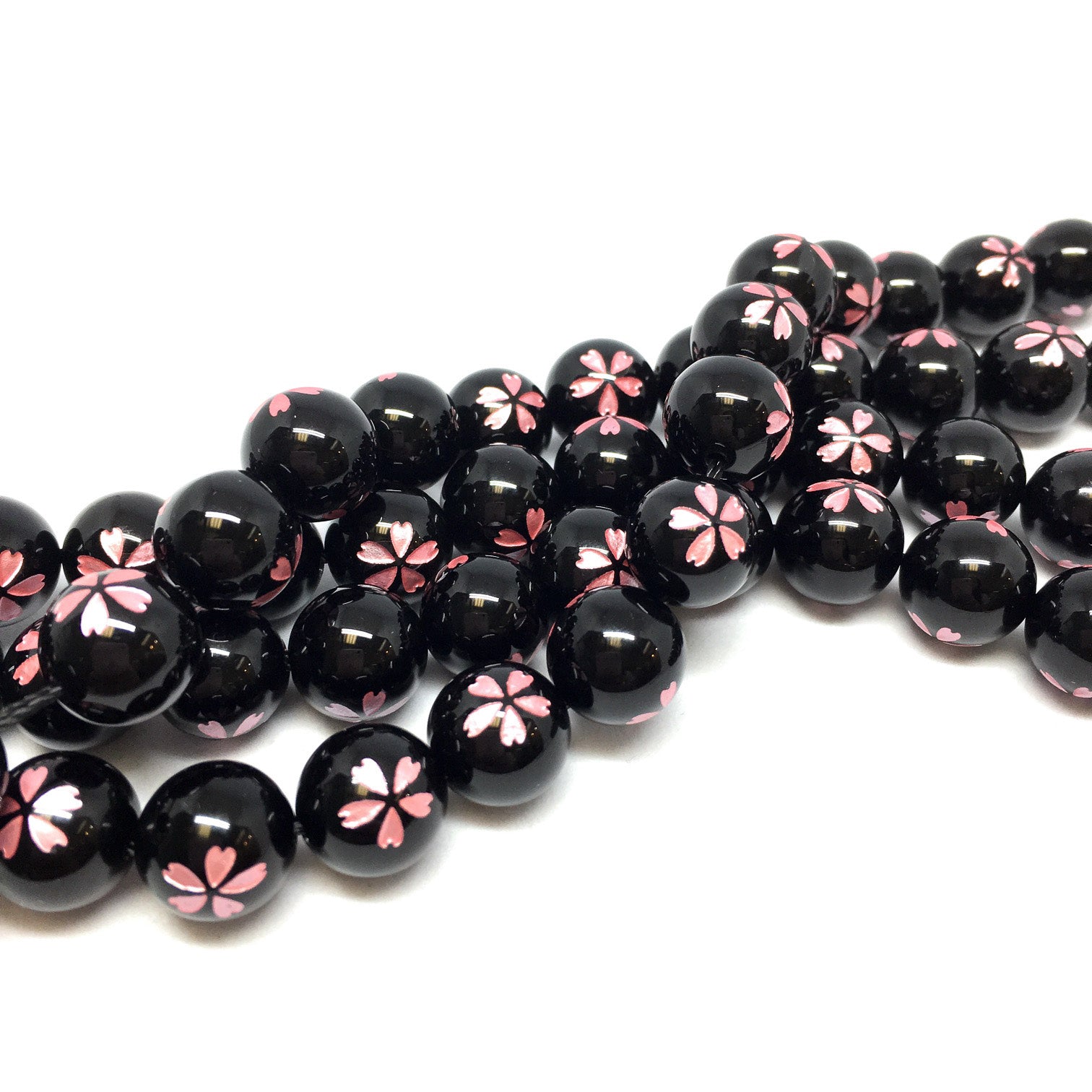 Black Cherry Blossom Agate Beads Sakura Smooth Round, approx 10mm dia  (GB10687-10MM)