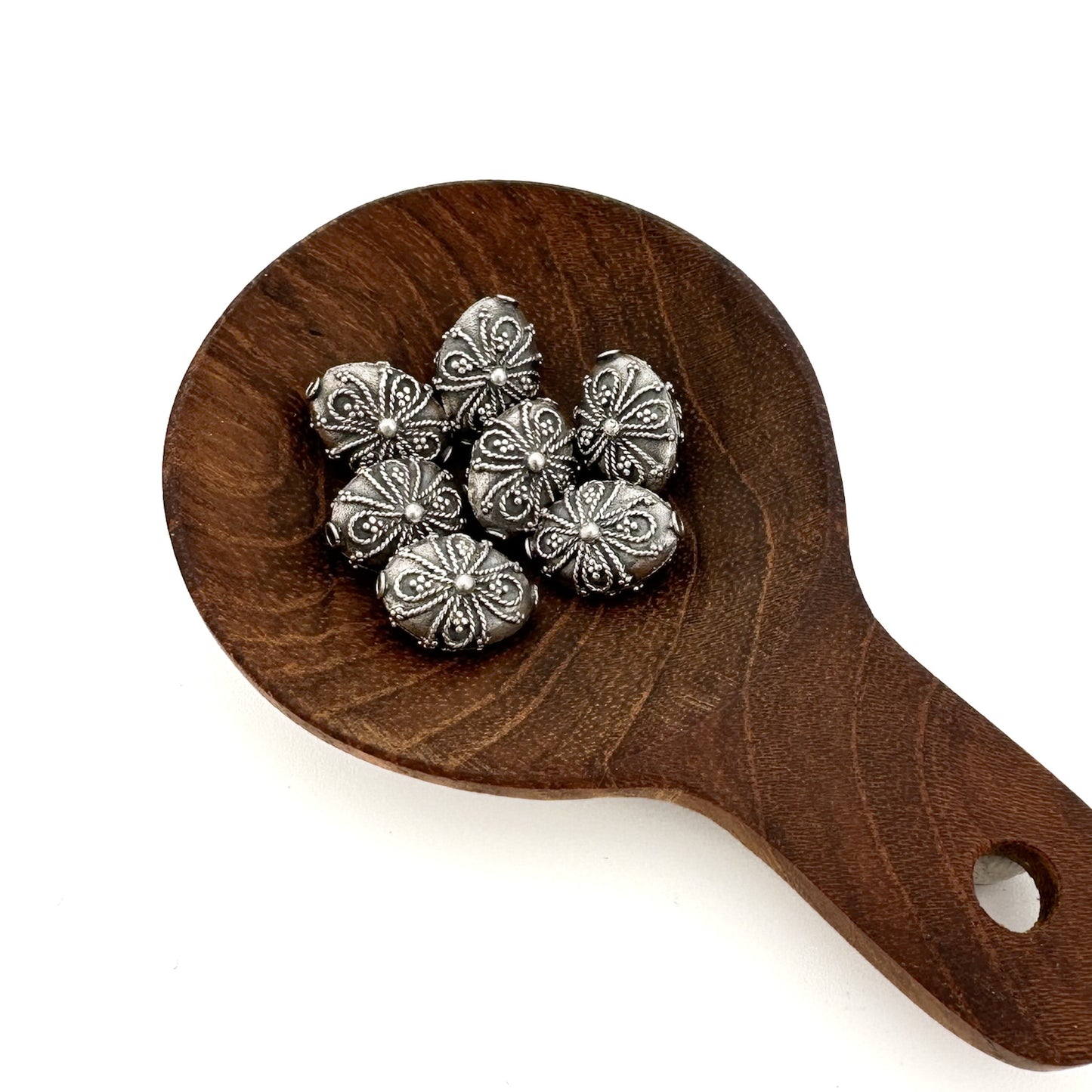 13mm Ribbon Oval Bead - Bali Silver (1 pc/M2068)-The Bead Gallery Honolulu