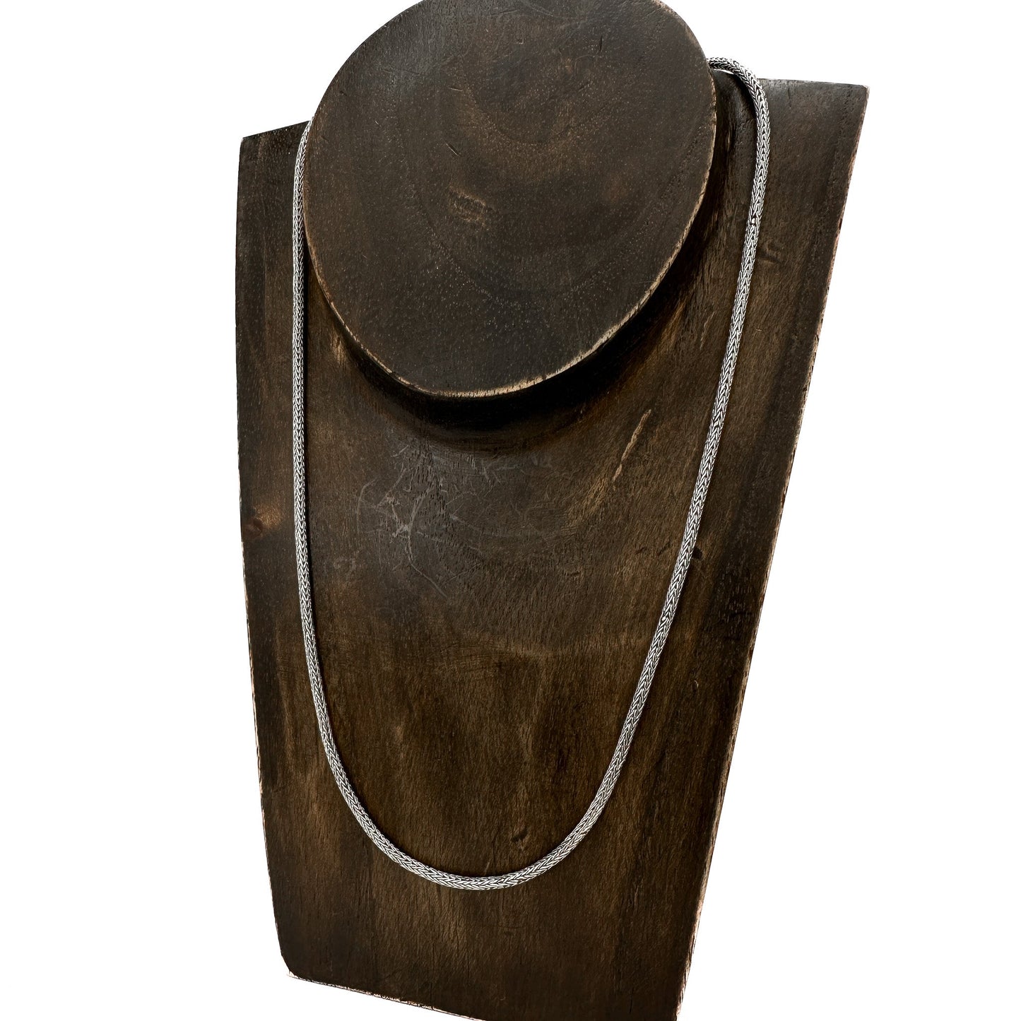 18" 2mm Fine Braided Bali Silver Finished Chain Necklace - 1 pc. (J251)-The Bead Gallery Honolulu