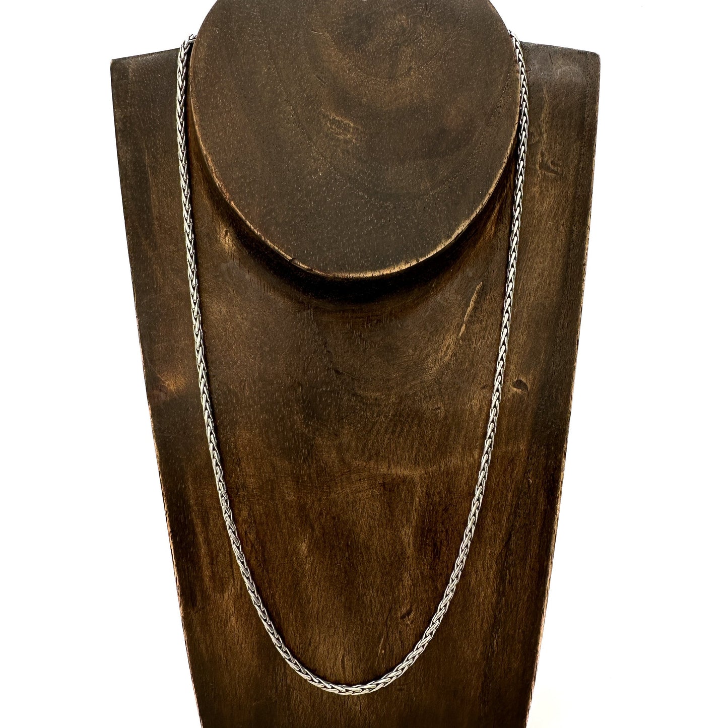 2mm Braided Bali Silver Finished Chain Necklace (3 Length Options) - 1 pc. (J249)-The Bead Gallery Honolulu