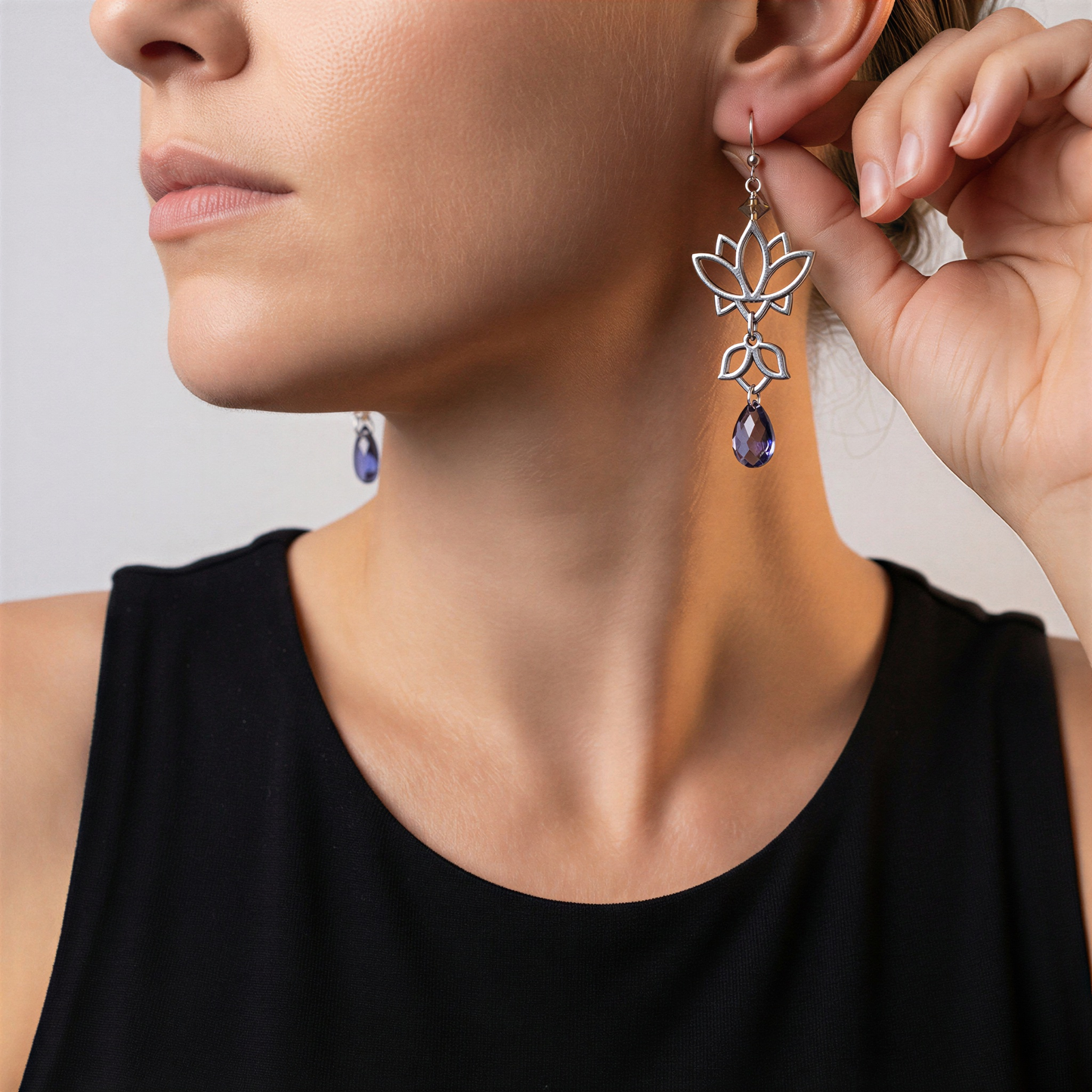 Lotus Chandelier Earring Kit (KT177) – AI Studio Image (Transformed)