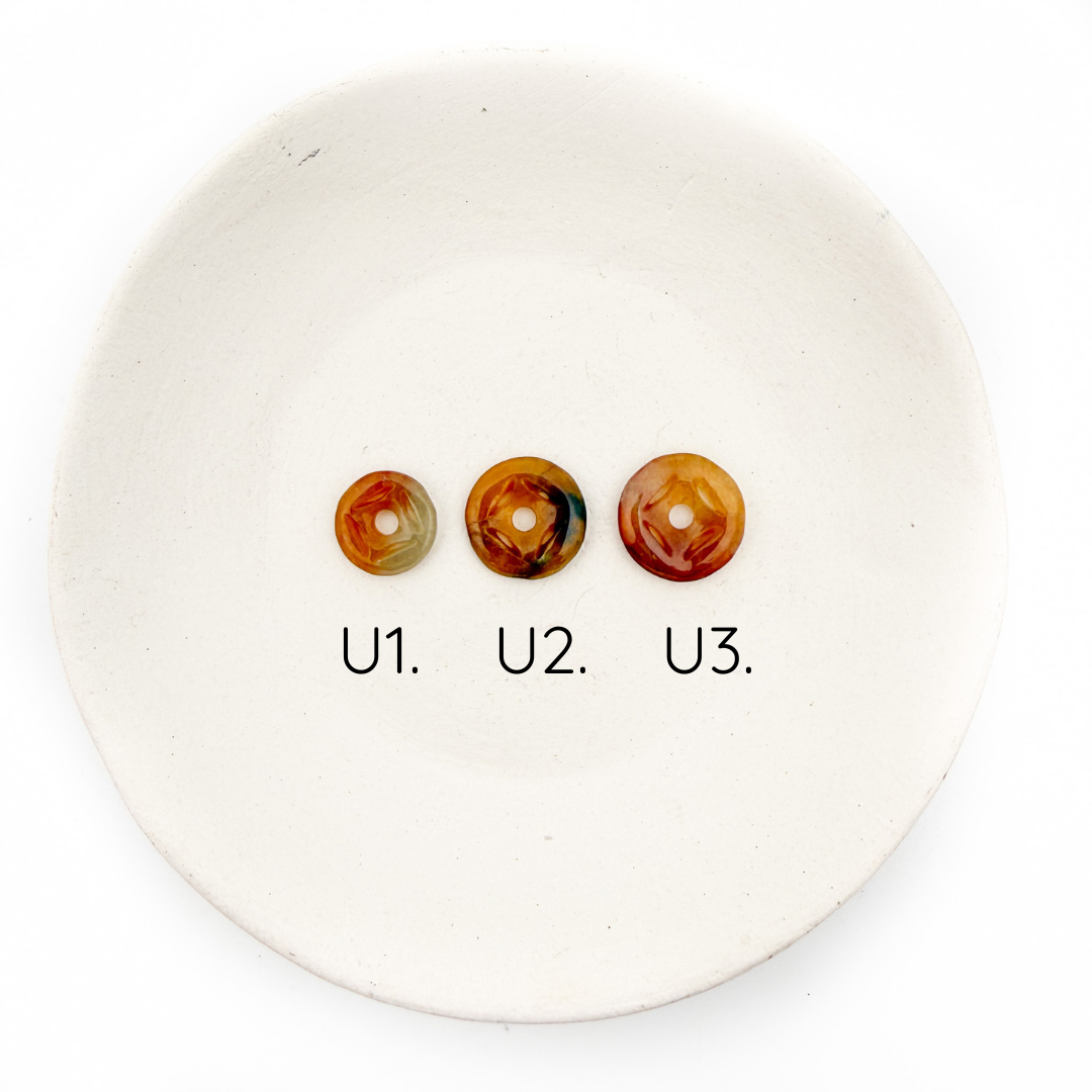 Jadeite Carved Donut Money Coin Charm (1 pc/P3459)