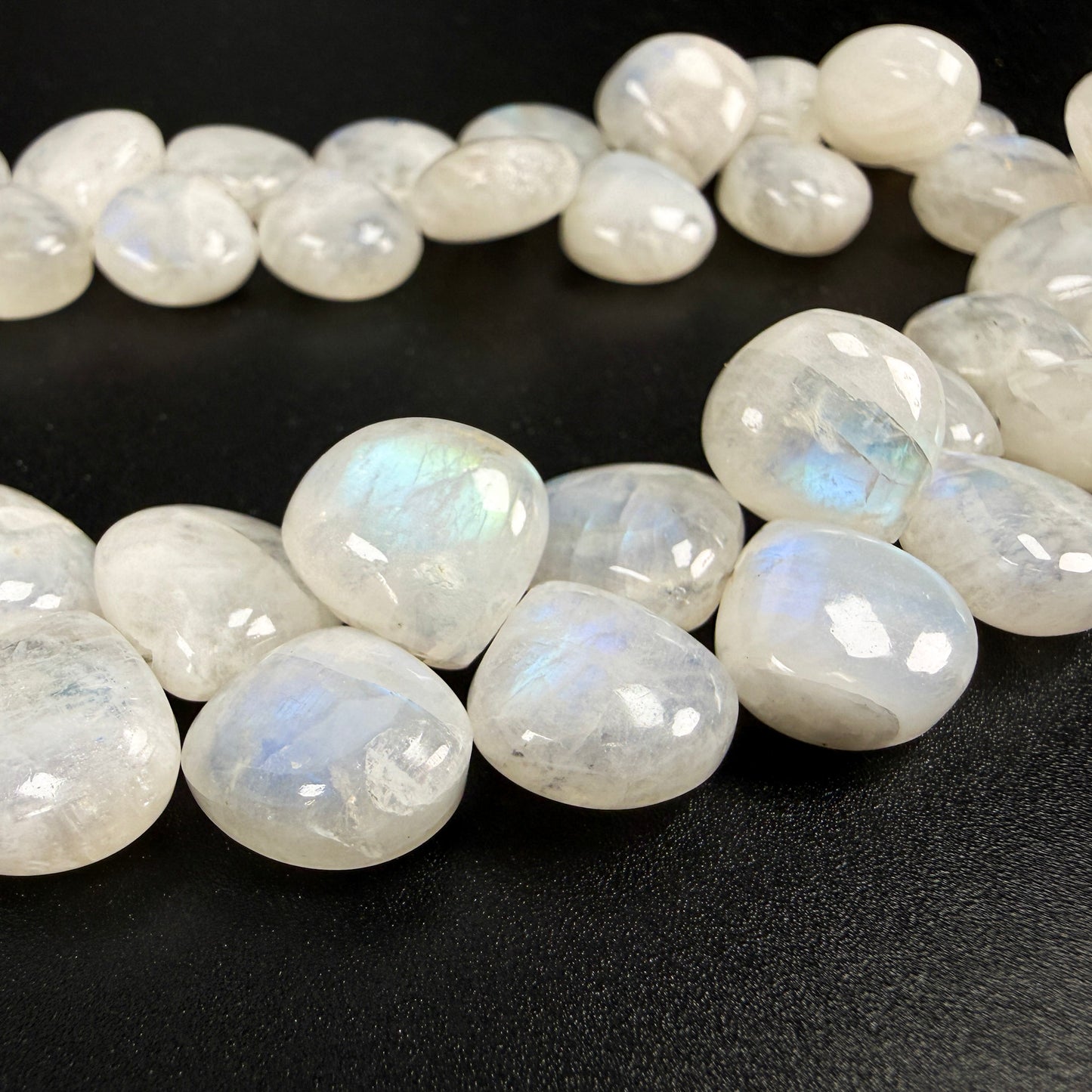 Rainbow Moonstone 10-12mm Smooth Tip Drill Drop Bead - (1 pc/P3451)