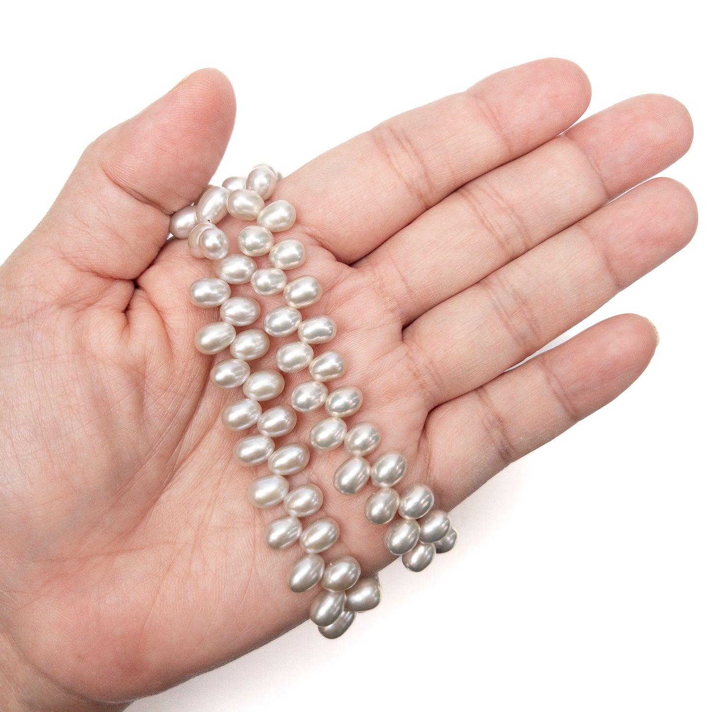 Freshwater Pearl Tip-Drill 8x6mm Grey Bead - 8" Strand (GEM191)-The Bead Gallery Honolulu