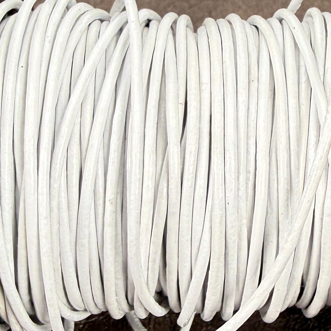 Indian Leather 1mm Round Cord - 1 foot | Metallic Bronze | Metallic Brown | White (CD65)