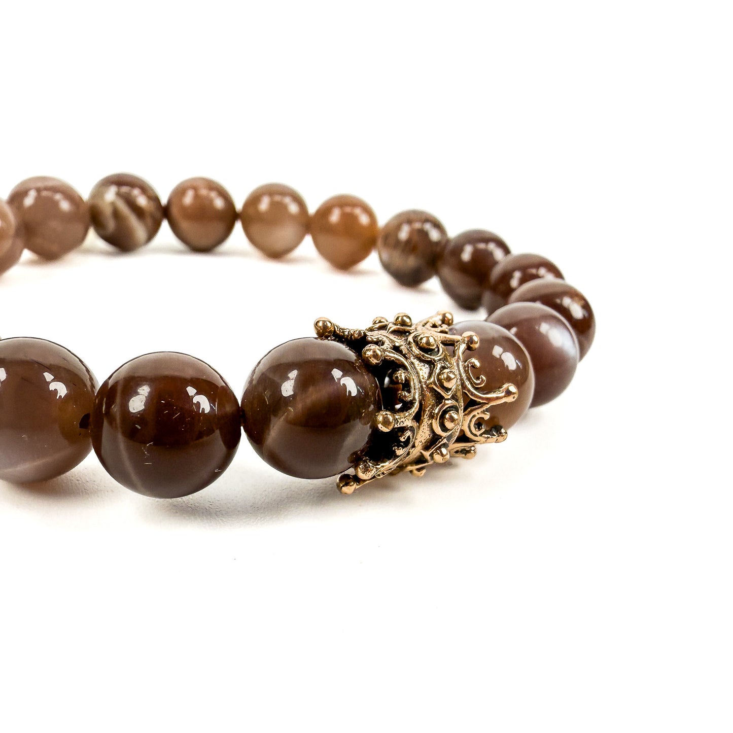 Chocolate Moonstone 10mm Round Bead Stretchy Bracelet (GEM1027)