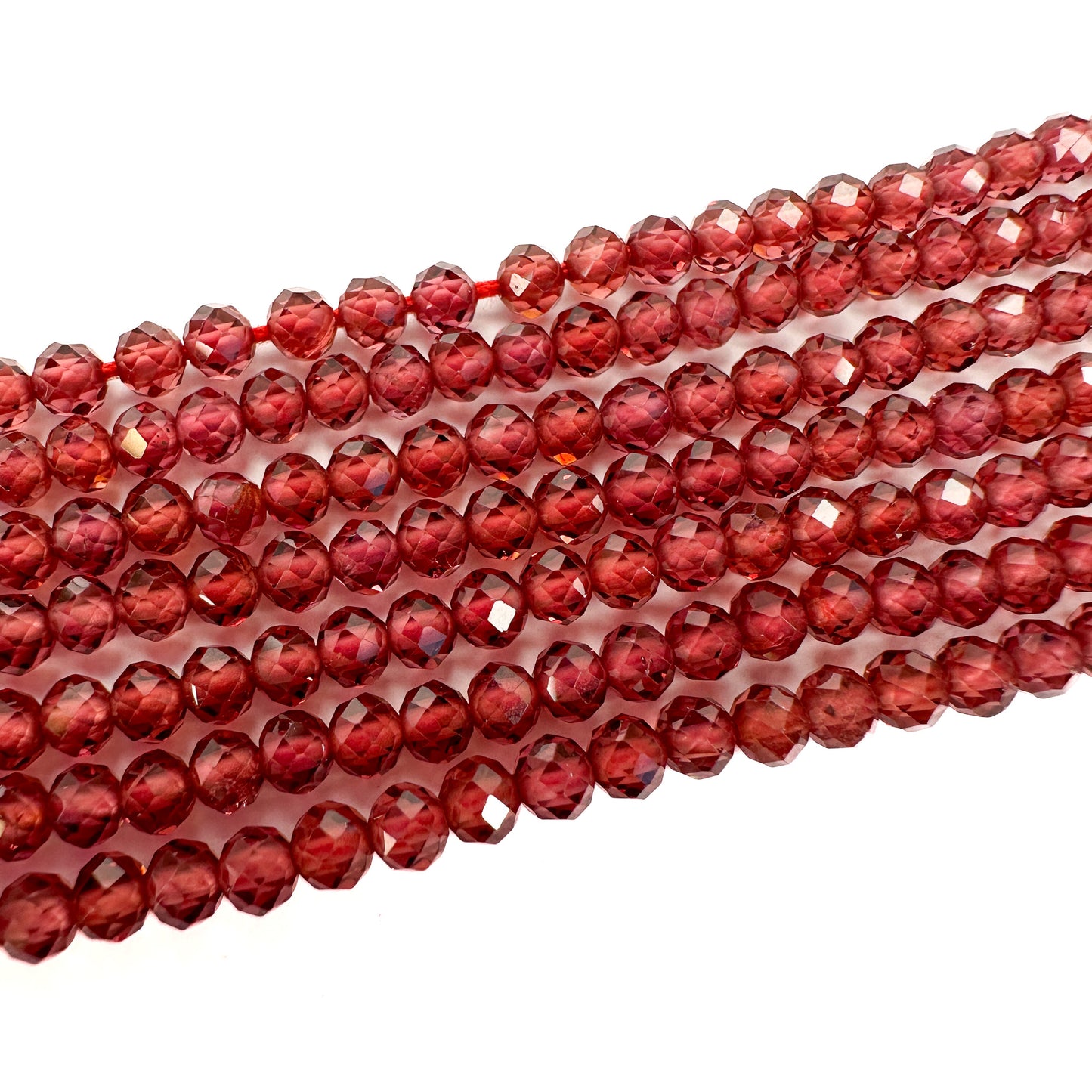 Garnet 3mm Faceted Round Bead - 9" Strand (GEM2147)