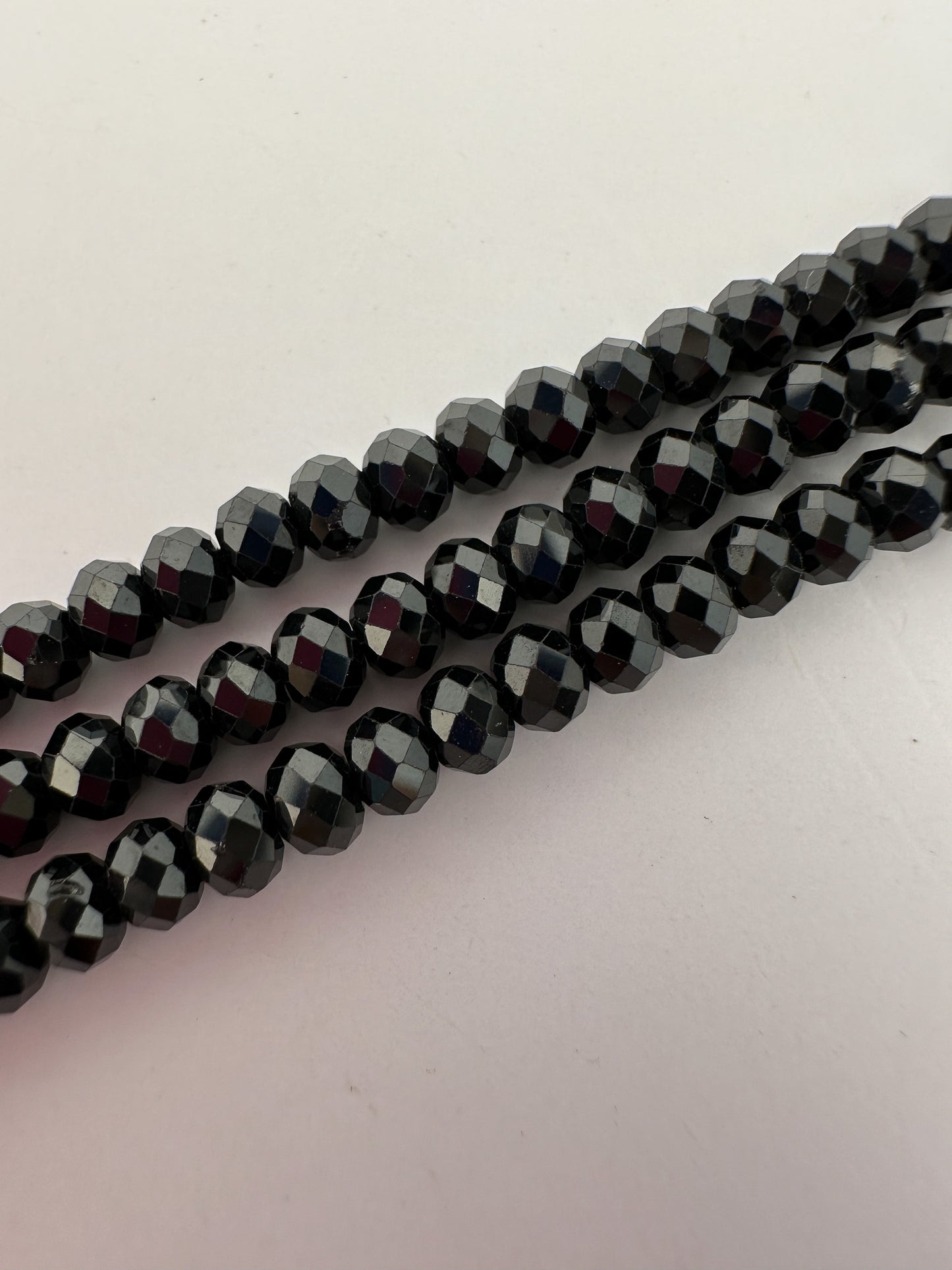 Black Tourmaline 4x3mm Faceted Rondelle Bead - 7.5" Strand (GEM785)