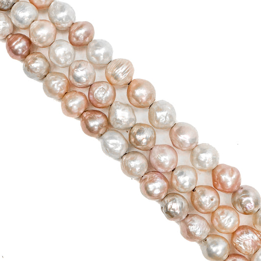 *Mixed Natural Color 9-10mm Baroque Semi-Round with Large Hole Freshwater Pearl Bead (3 Quantities Available)-The Bead Gallery Honolulu