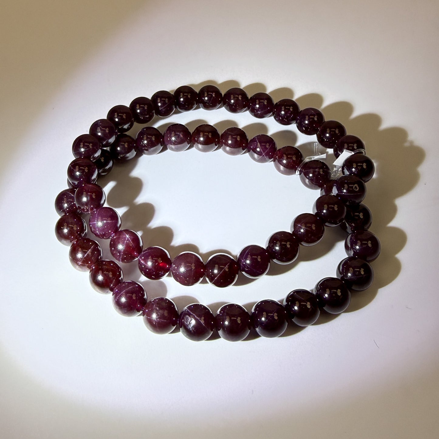 Amazing Star Garnet Smooth Round Bead Stretchy Bracelet - 1 piece (J203)