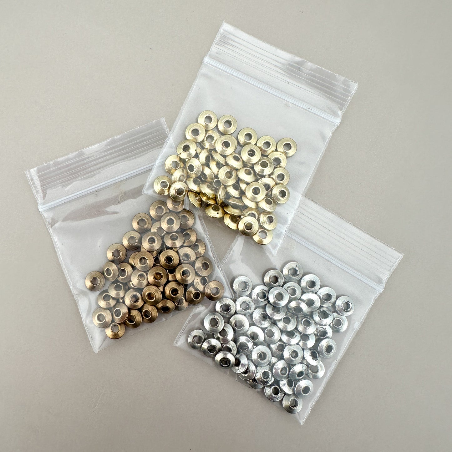 5x2mm Flying Saucer Large Hole Brass Bead Mix - 150 pcs. (M1939)