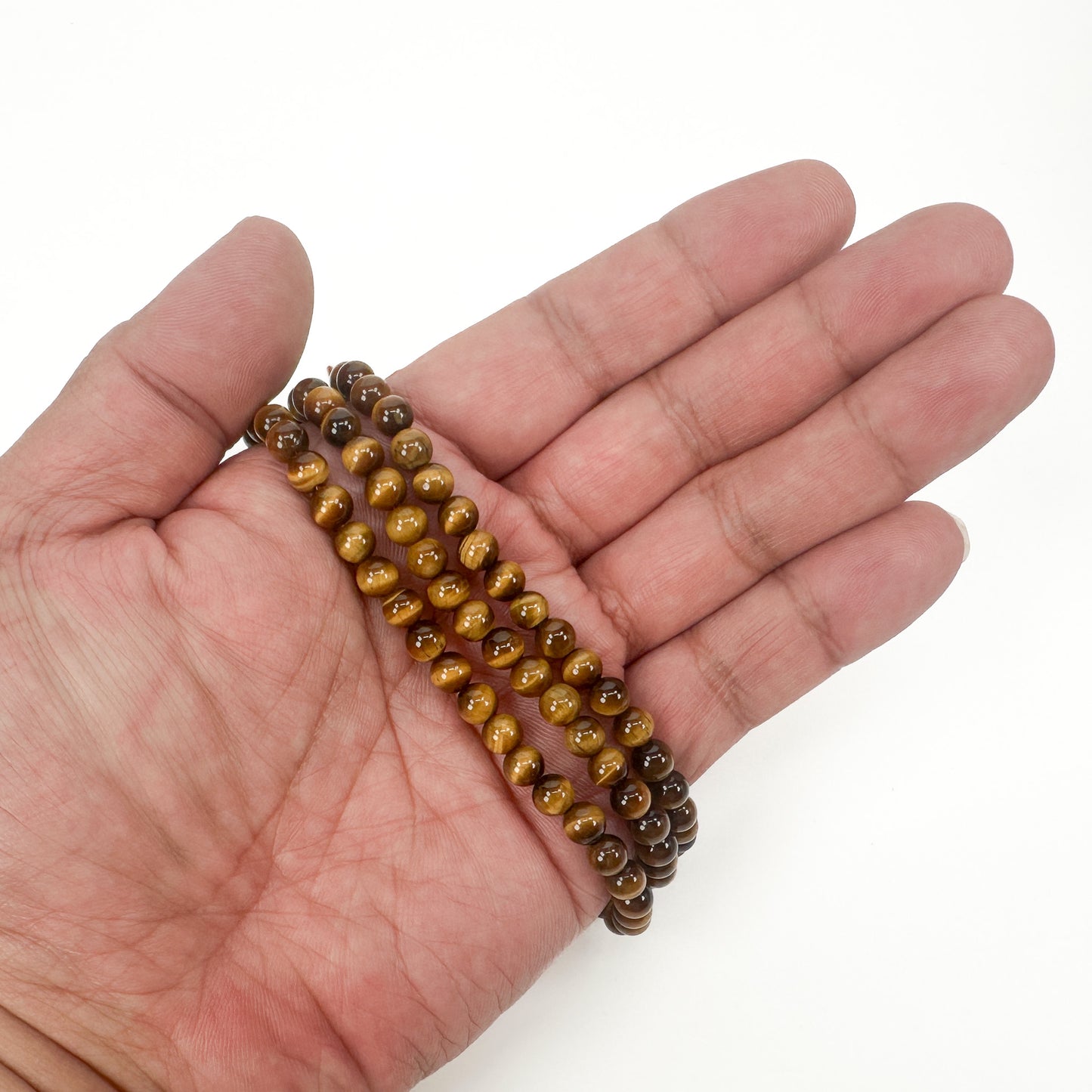 Yellow Tiger Eye 6mm Smooth Round Bead - 8" Strand (GEM2153)