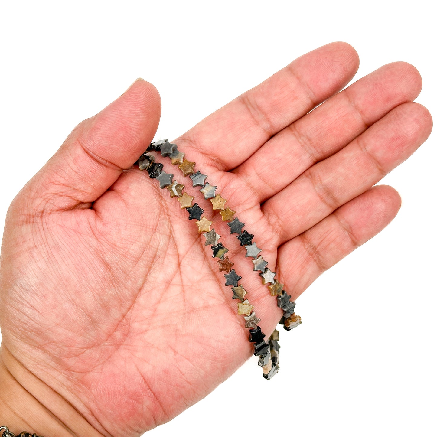 Picasso Jasper 6mm Star Bead - 7.5" Strand (GEM1421)