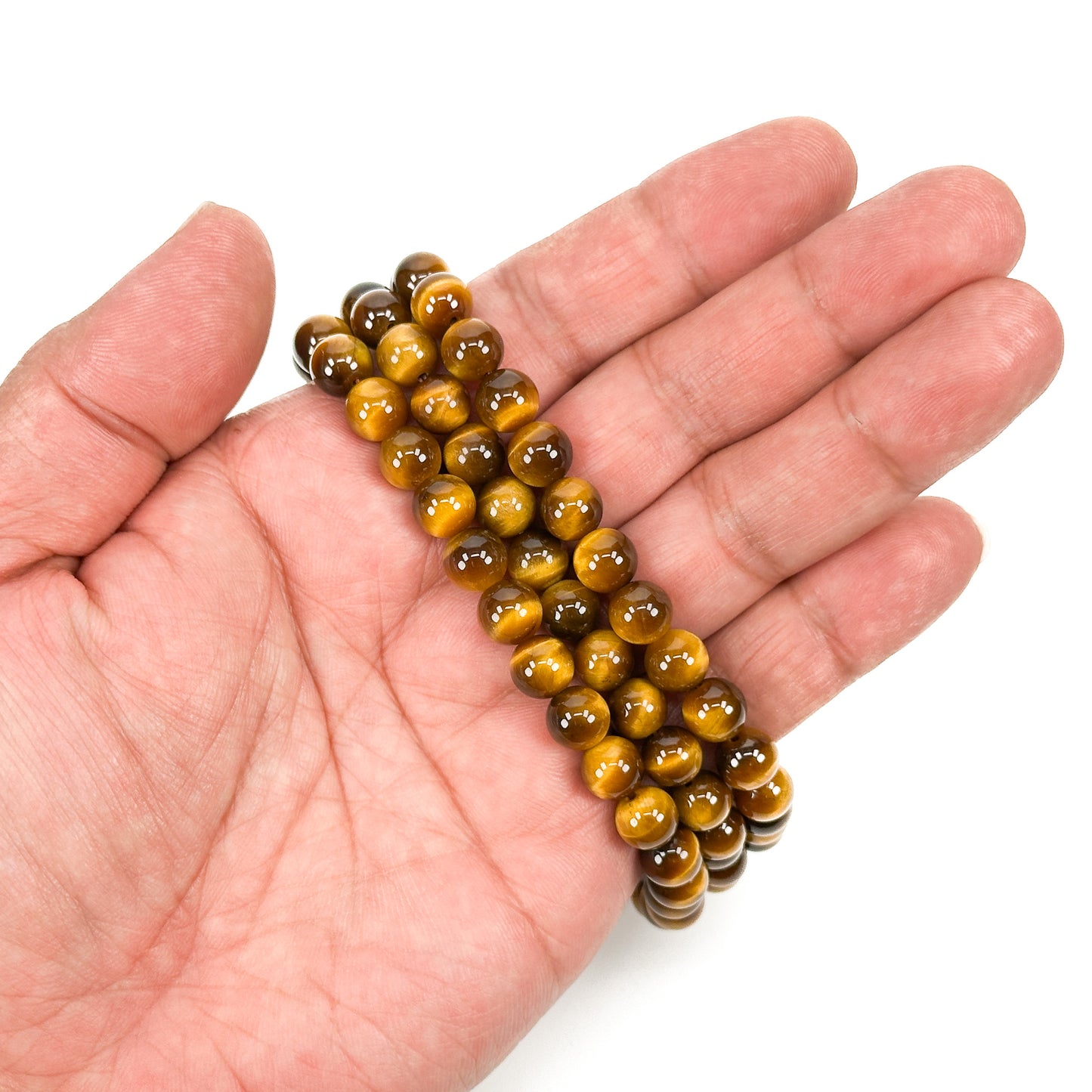 Yellow Tiger Eye 8mm Smooth Round Bead - 8" Strand (GEM2155)