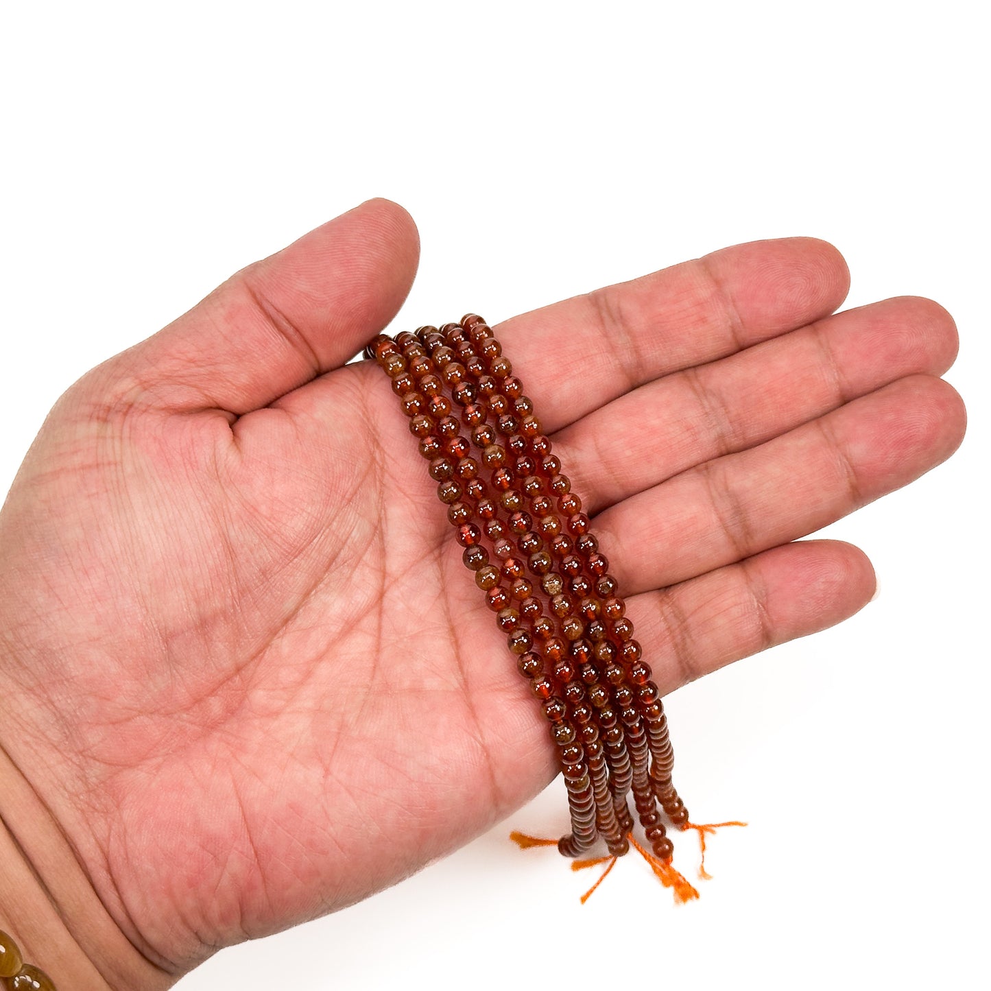 Hessonite Garnet 4mm Round Bead - 7.5" Strand (GEM1978)