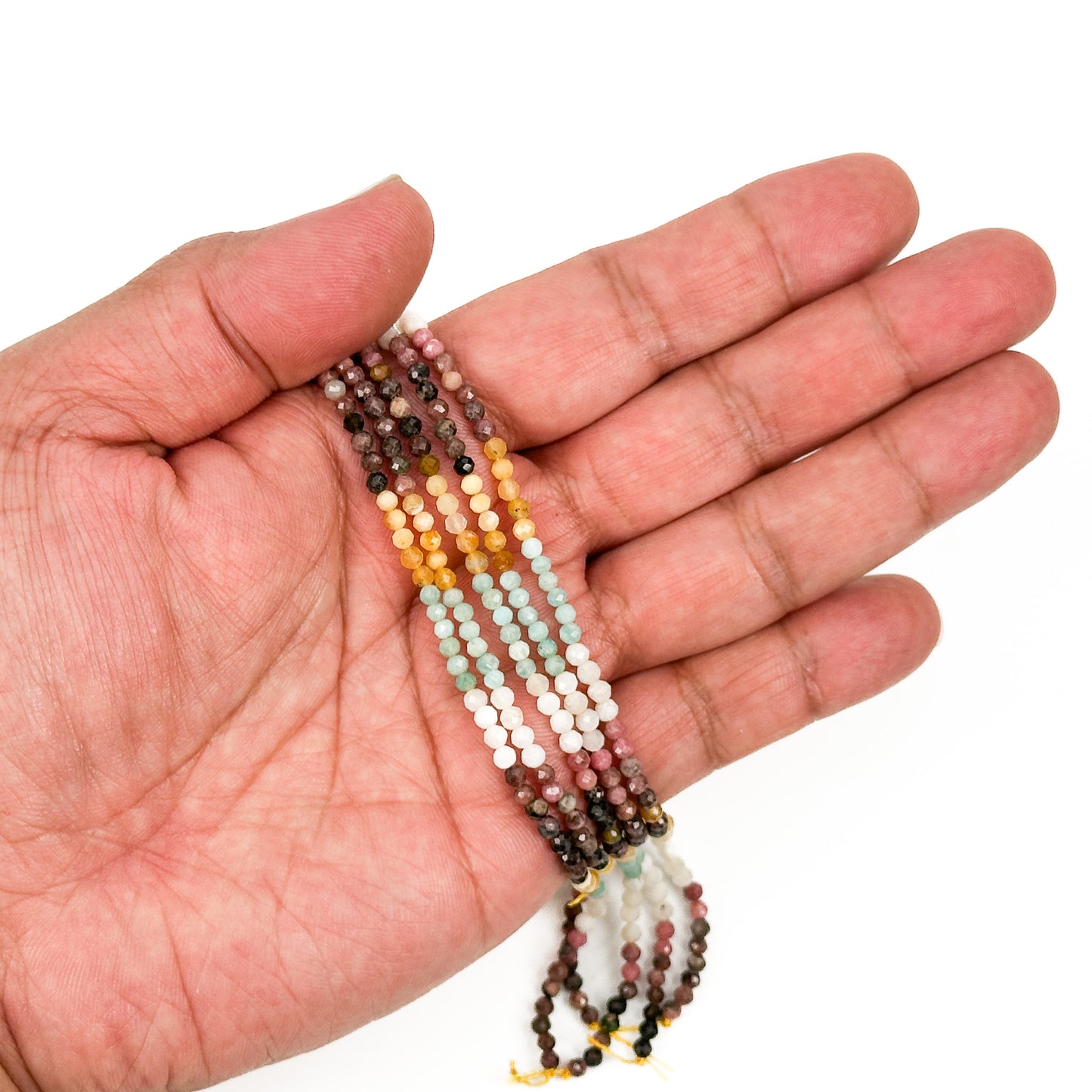 Tropical Sunrise Mix Multi-Gemstone 3mm Faceted Round Bead - 7.5" Strand (GEM1807)