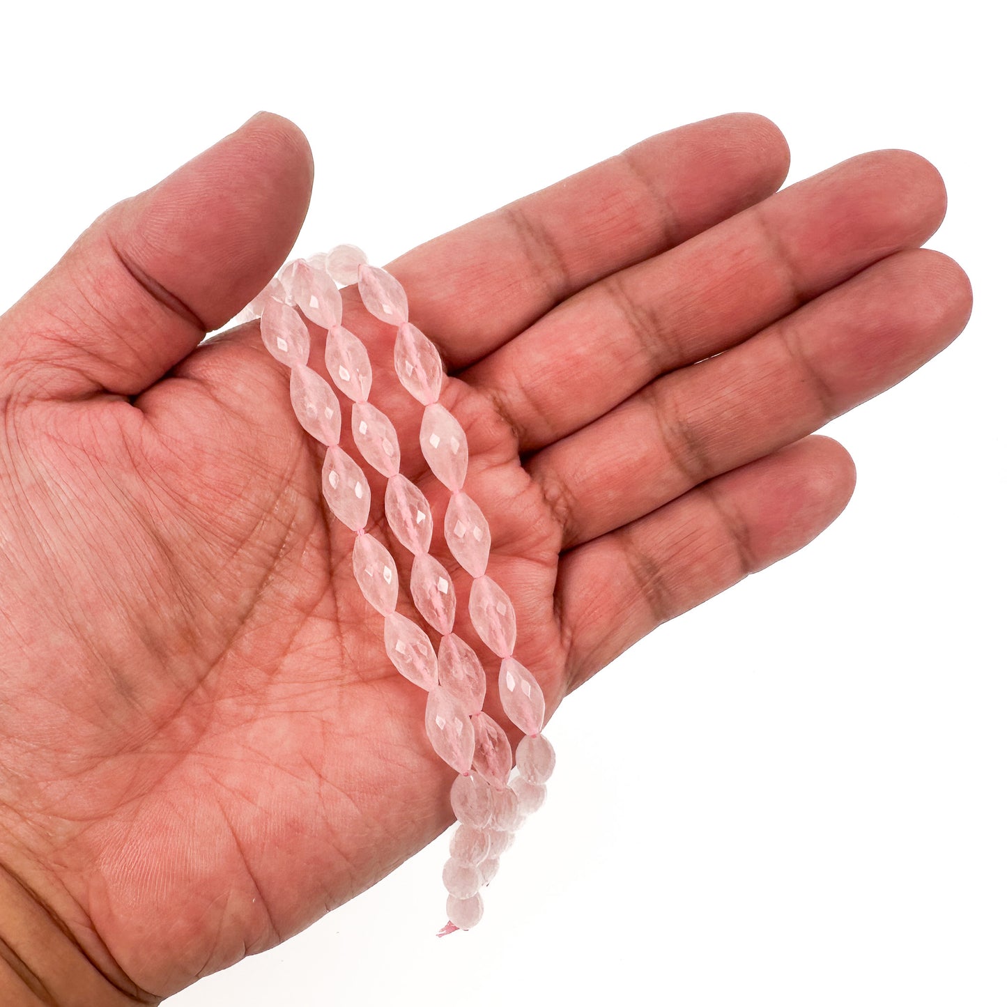 Rose Quartz 13.5mm Faceted Marquise Bead - 6.25" Strand (GEM2460)