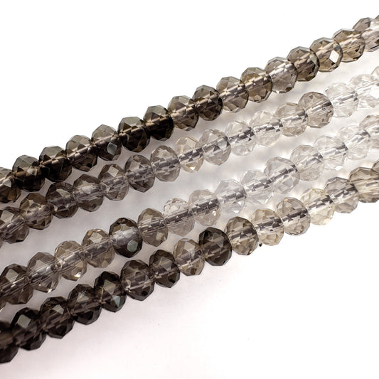 Smoky Quartz 4x3mm Ombre Faceted Rondelle Bead - 7.5" Strand-The Bead Gallery Honolulu