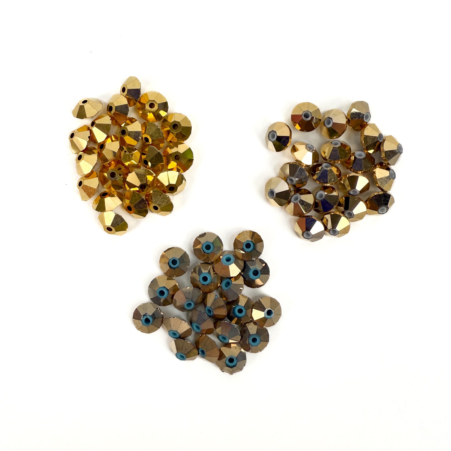 Tin Box 18: 5mm Vintage Swarovski Saucer Crystal in GOLD - AB 2x, fancy or full coat finish color-The Bead Gallery Honolulu