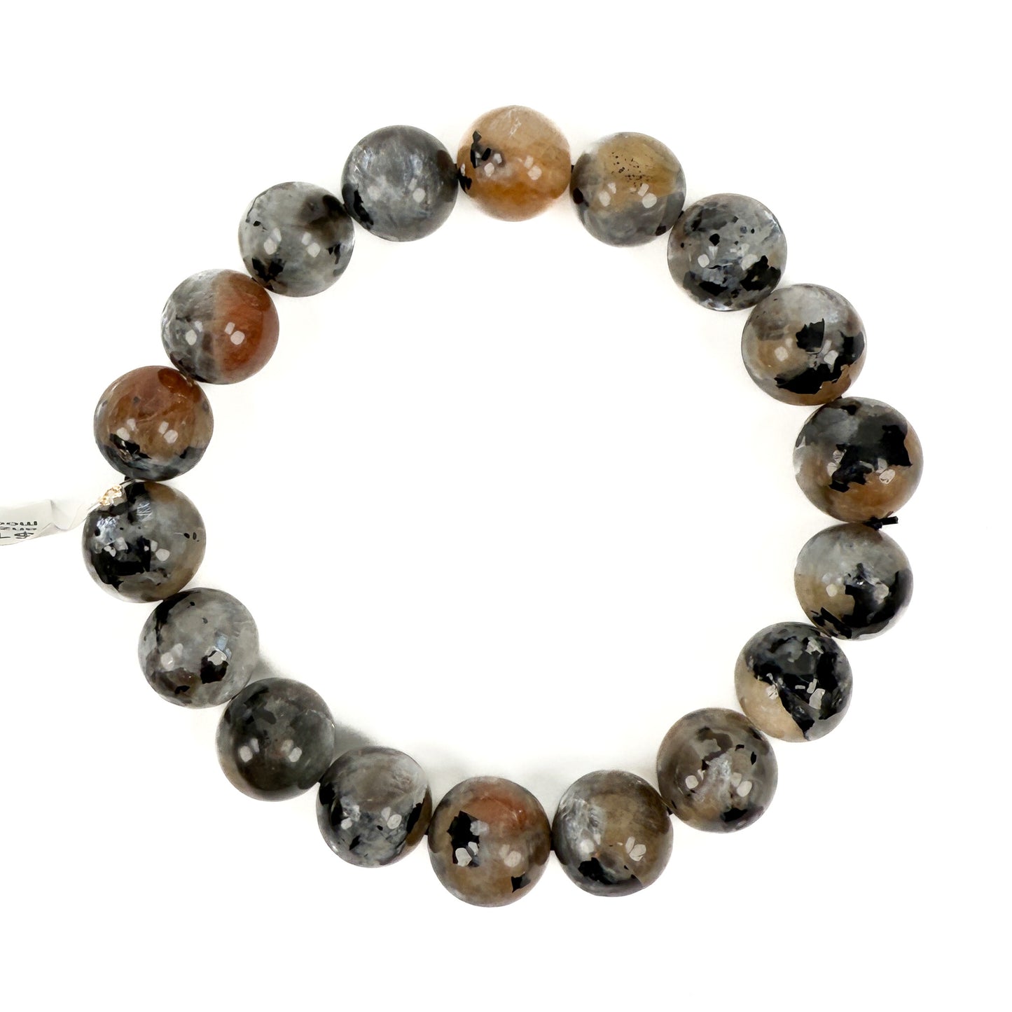 Tin Box 18: Tanzanian Dalmatian Moonstone 10-11mm Round Stretchy Cord Bracelet (J301)-The Bead Gallery Honolulu