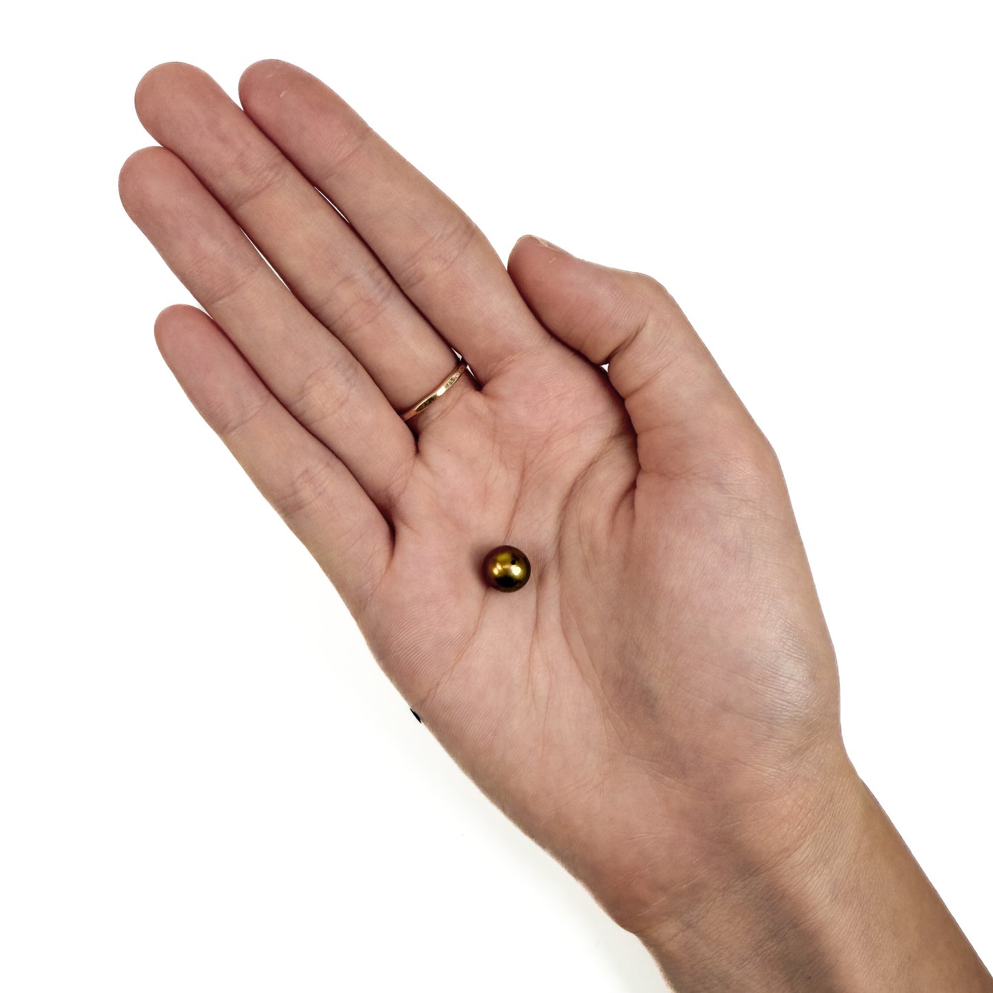 Tin Box 19: Freshwater Pearl 8mm Olive Green Bead (1 pc/P3430)-The Bead Gallery Honolulu