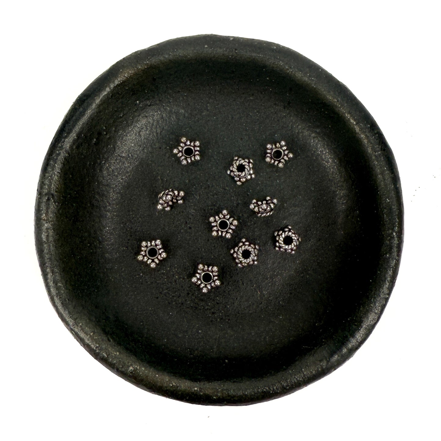 Tin Box 19: Vintage Bali Silver 4mm Starry Bead Cap (10 pc/M2038)-The Bead Gallery Honolulu