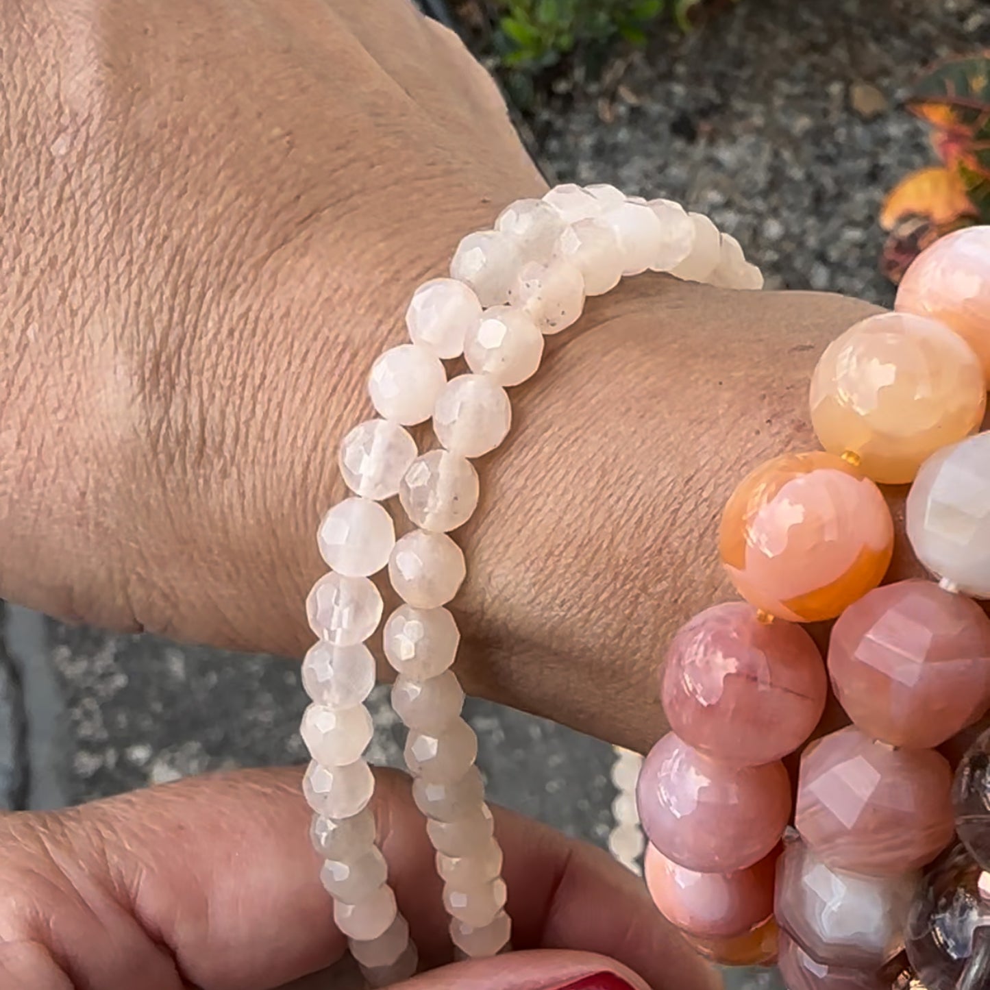 Dyed Peach Jade 6mm Faceted Round Bead - 16" Strand (GEM 934)-The Bead Gallery Honolulu