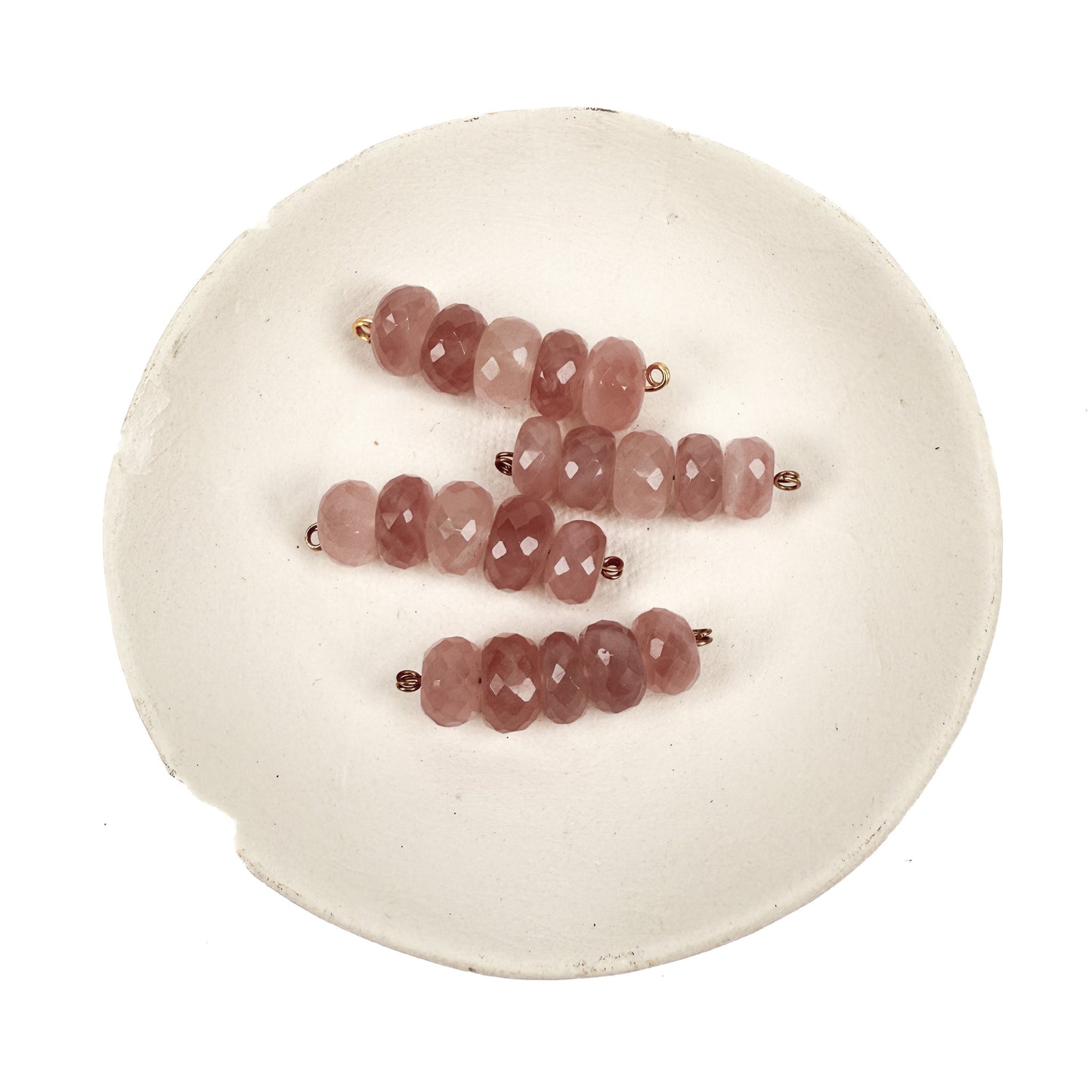 Madagascar Rose Quartz 8-10mm Faceted Rondelle Bead Mix (5 pc/P3415)-The Bead Gallery Honolulu