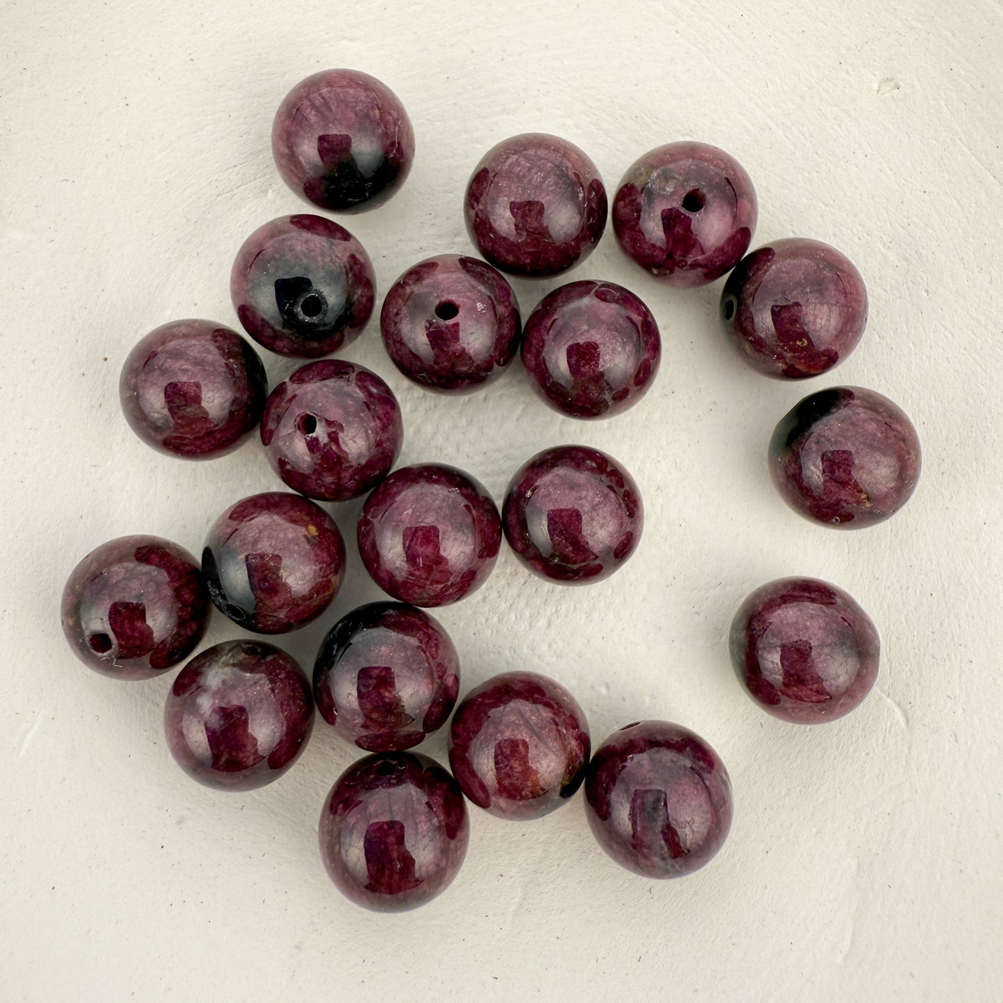 Blood Red Tourmaline 10mm Smooth Round Bead - 6.5" Bracelet OR 1 piece (GEM2412)-The Bead Gallery Honolulu