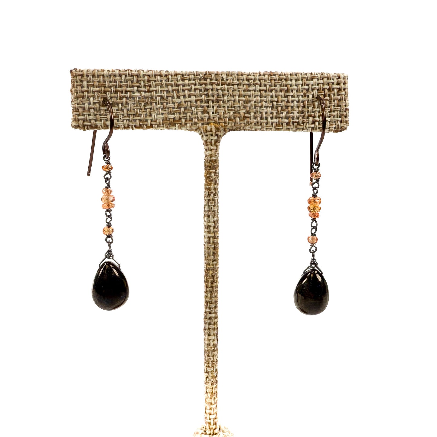 Shungite Smooth Tip Drilled Briolette Beads (2 pcs/P3354)-The Bead Gallery Honolulu