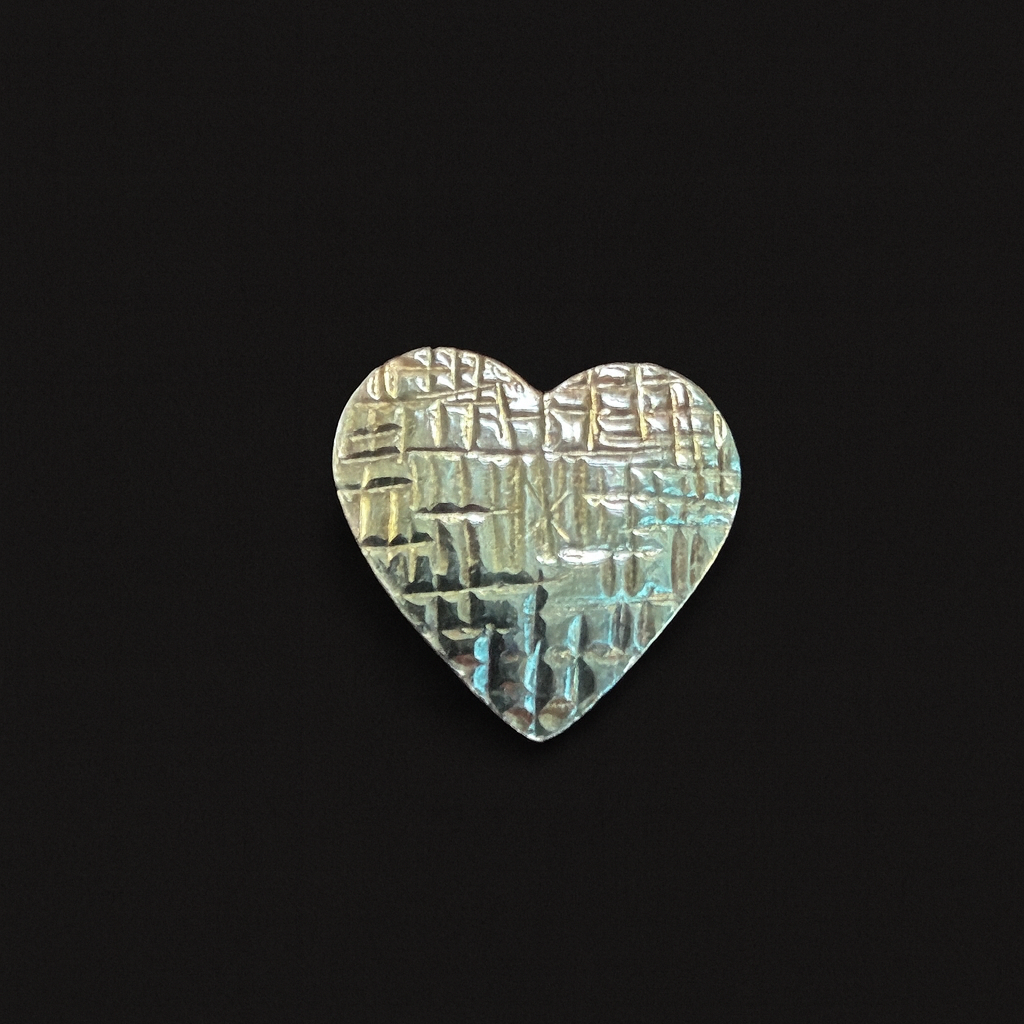 Etched Heart 13mm Button - Sterling Silver (1 pc/M881)