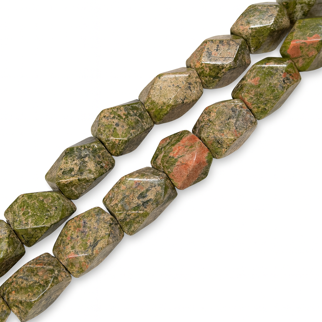 Unakite Large Faceted Nugget Bead (1 pc/P3351)-The Bead Gallery Honolulu