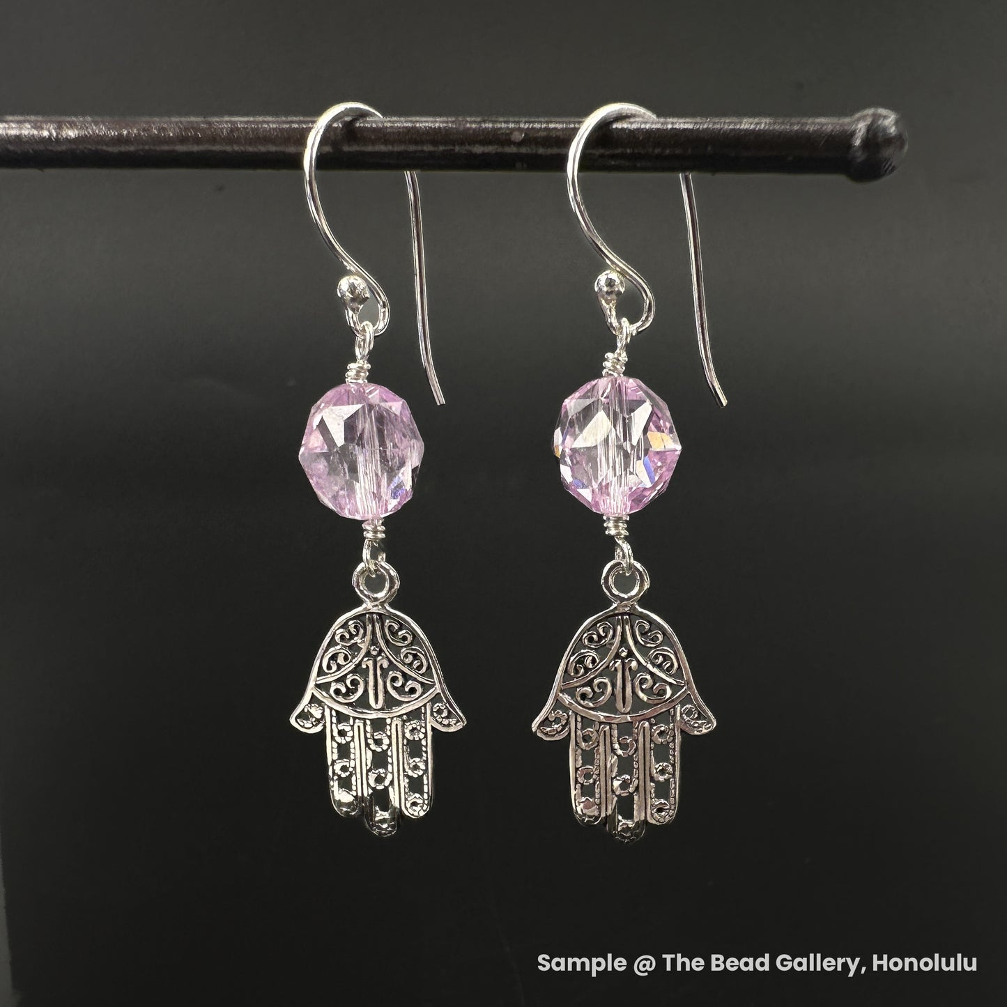 12x22mm Filigree Hamsa Hand Earrings - Bali Silver (2 pcs/S693)-The Bead Gallery Honolulu