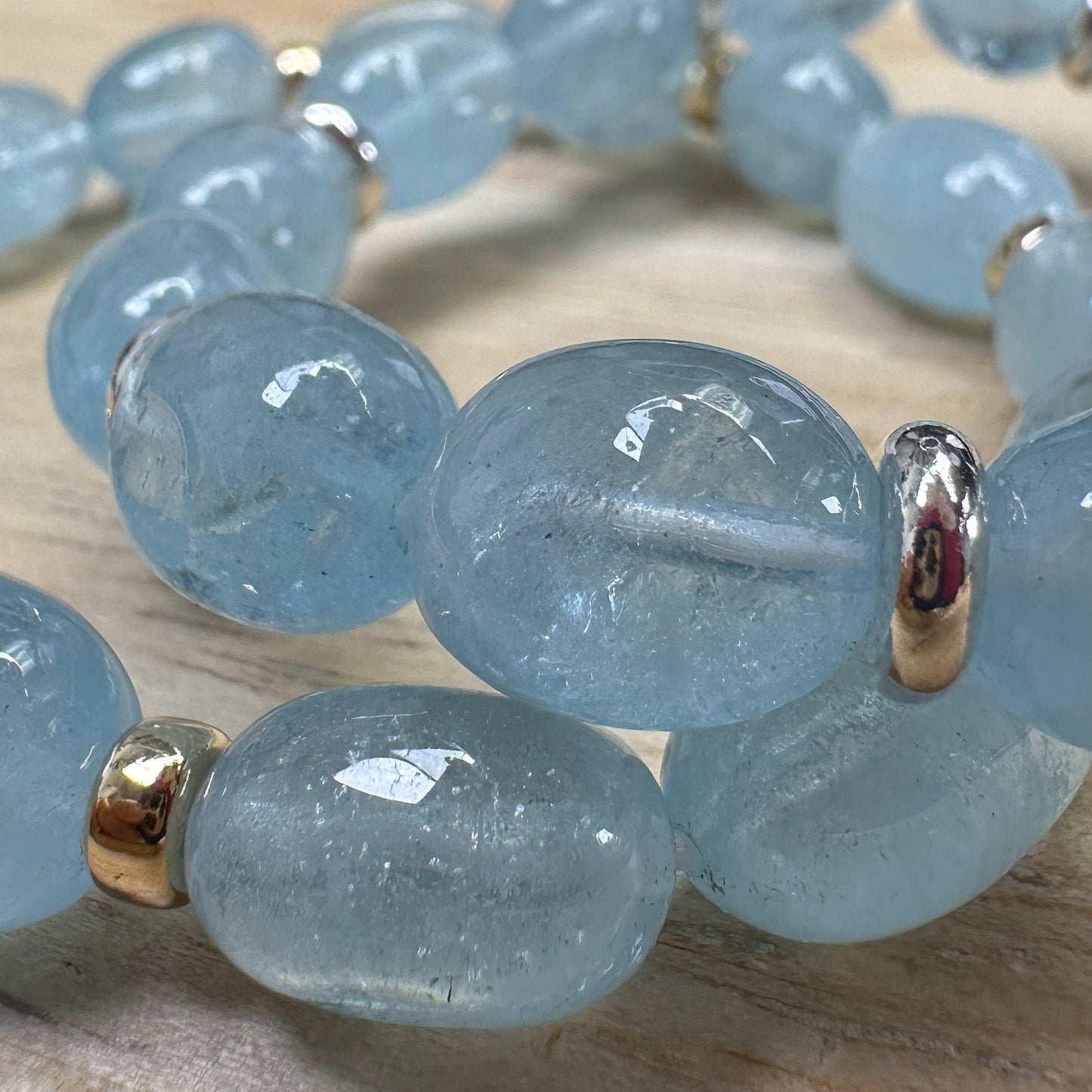 Aquamarine Nugget 11-12mm Barrel Bead - 1 pc. (P3097)-The Bead Gallery Honolulu