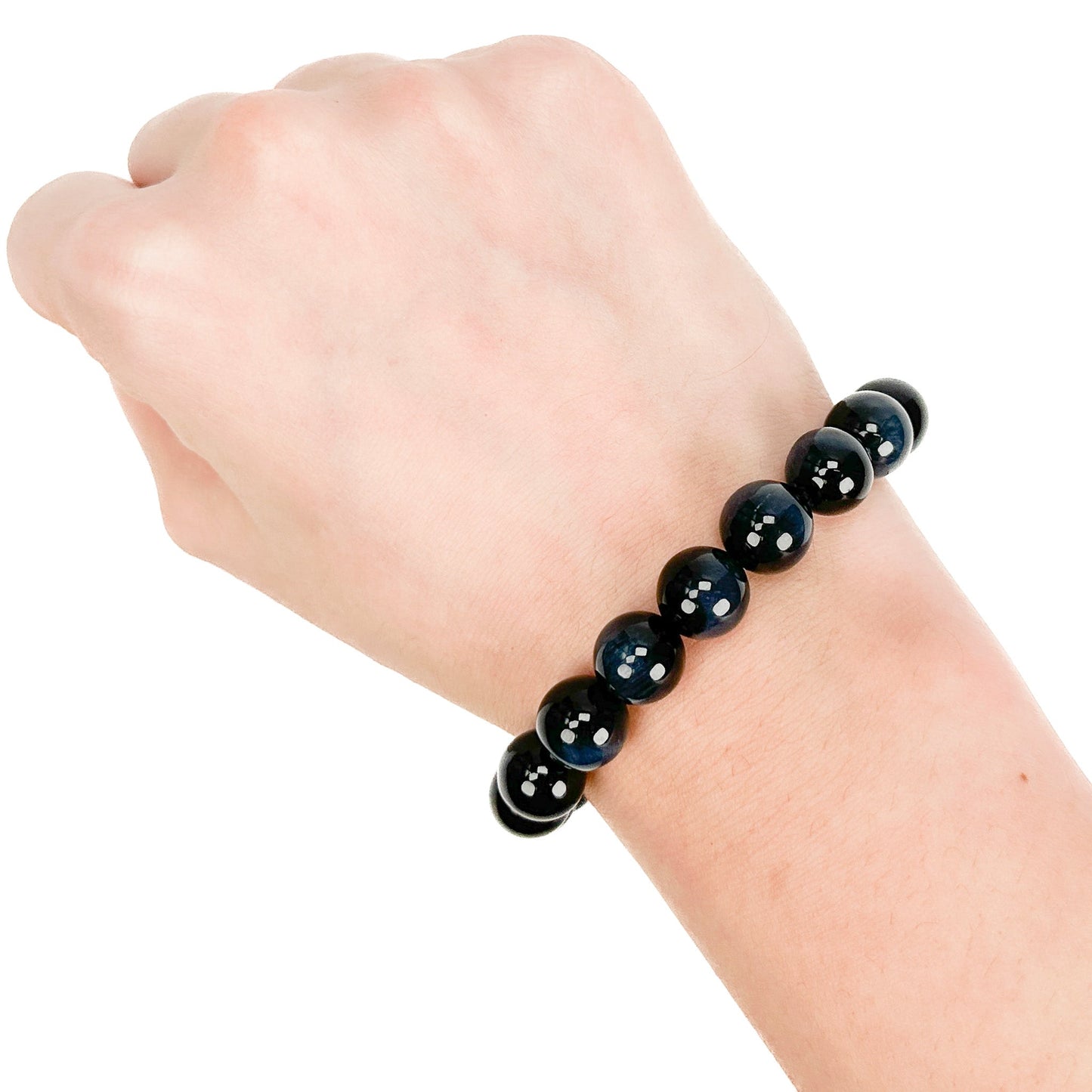 Blue Tiger Eye 10mm Smooth Round Bead Stretchy Bracelet - 1 pc.-The Bead Gallery Honolulu