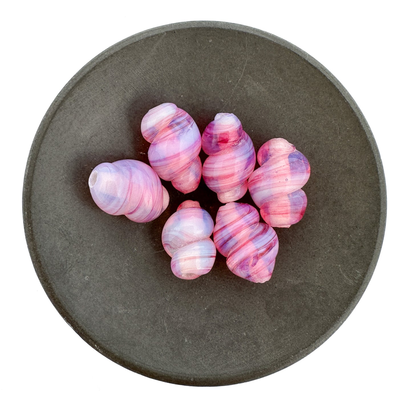 Candy Swirl Handcrafted Vintage Japanese Glass Bead - 6 pcs. (Z1024)-The Bead Gallery Honolulu
