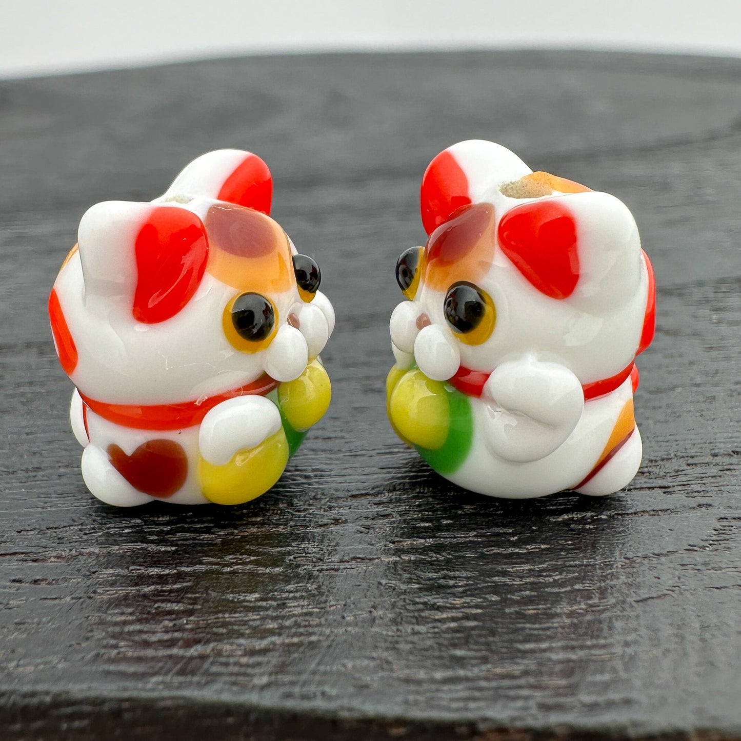Chibi Handmade Glass Beads - Maneki Neko "Good Luck Cat" (LB292)-The Bead Gallery Honolulu
