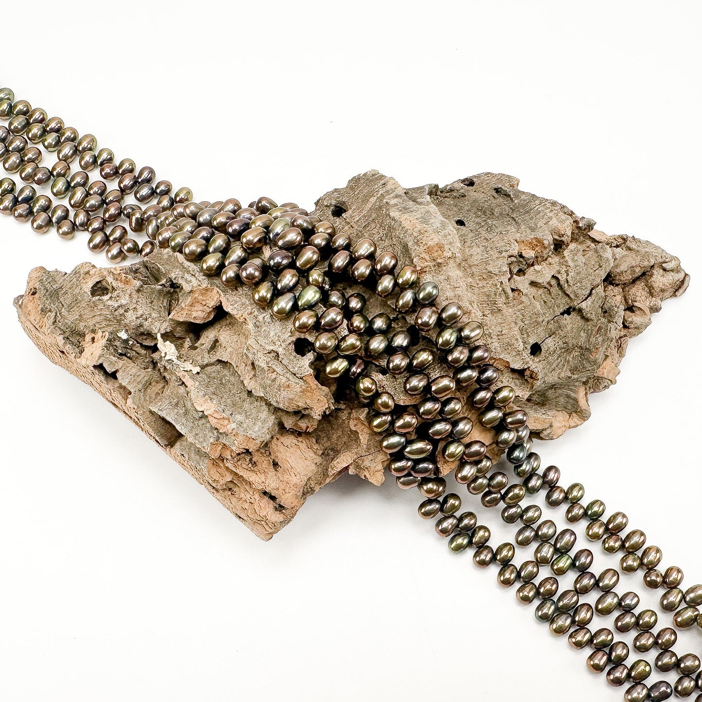 Freshwater Pearl 4-4.5mm Tip Drilled Dark Peacock Potato Bead - 8" Strand (GEM2255)-The Bead Gallery Honolulu