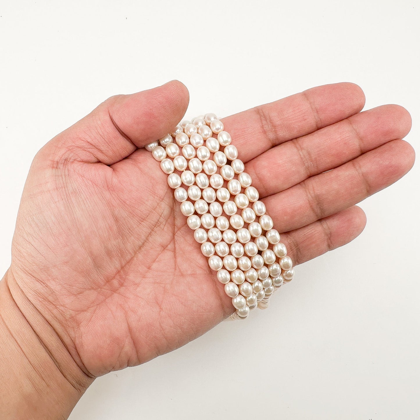 Freshwater Pearl 6.5mm Light Champagne Potato Bead - 8" Strand (GEM2208)-The Bead Gallery Honolulu