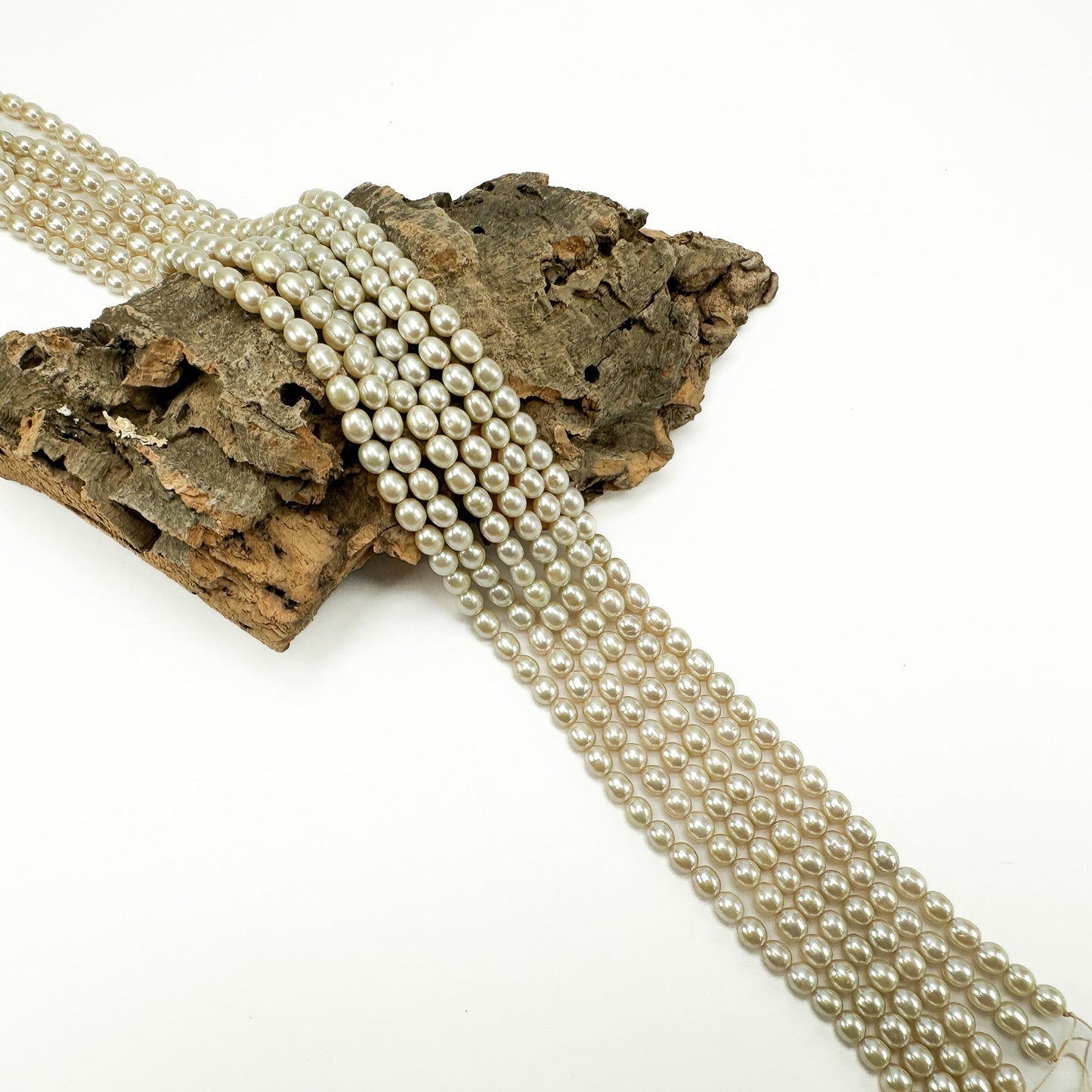 Freshwater Pearl 6mm Yellow/Green Rice Bead - 8" Strand (GEM2251)-The Bead Gallery Honolulu