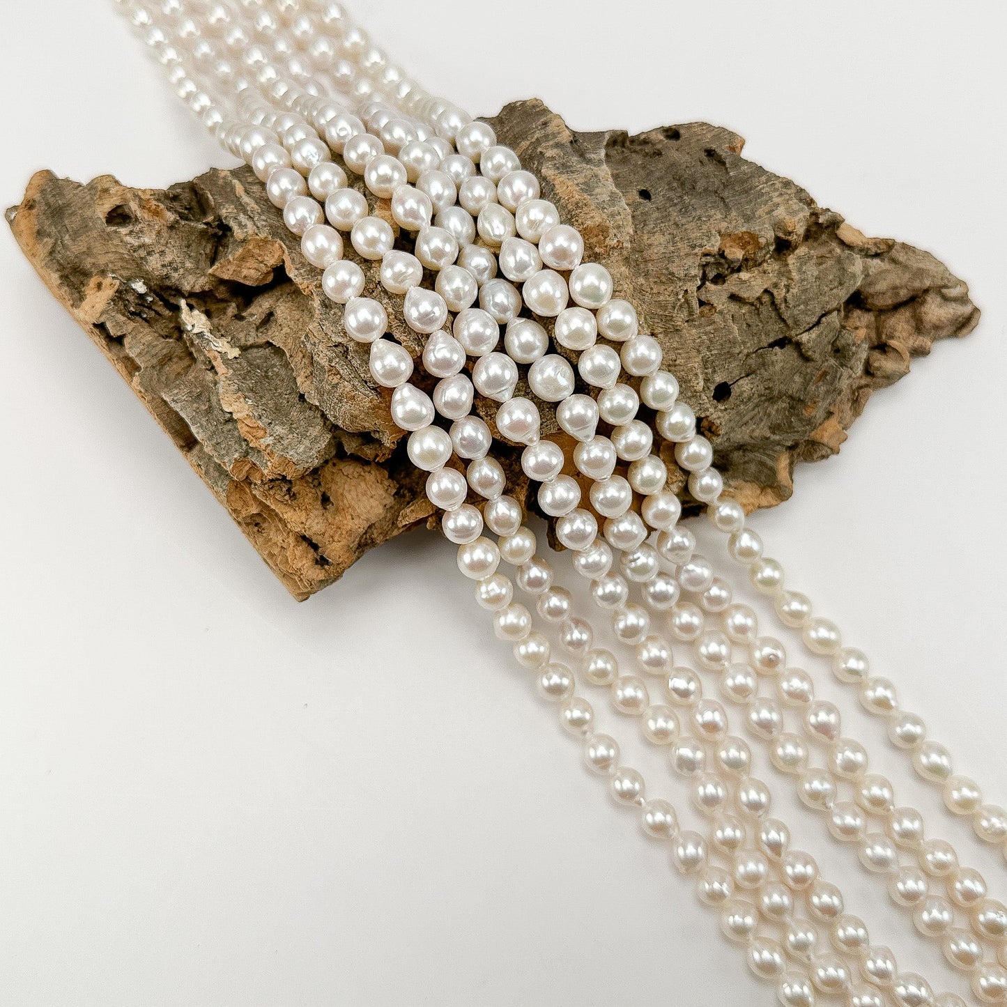 Freshwater Pearl 7mm White Baroque Bead - 8" Strand (GEM2245)-The Bead Gallery Honolulu