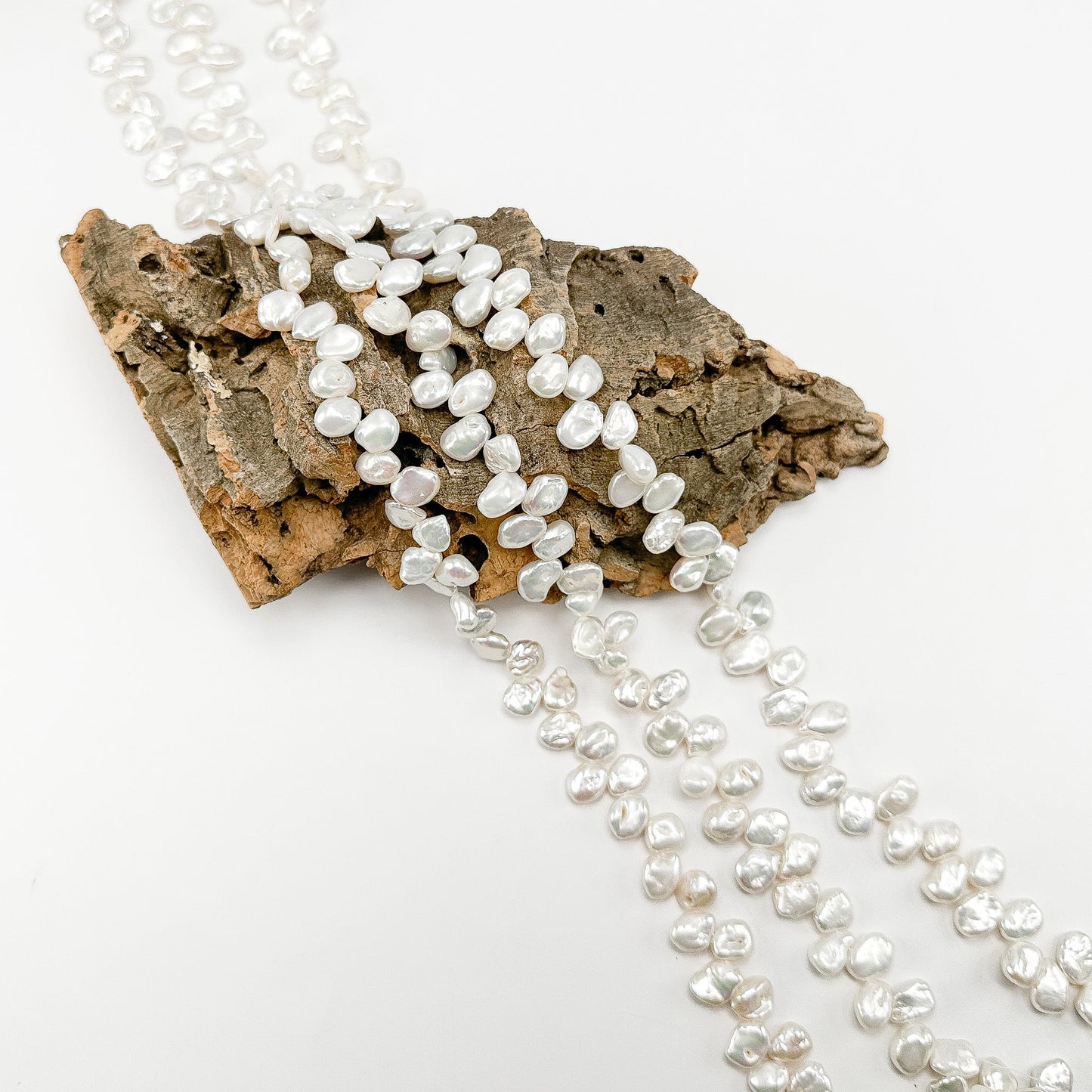 Freshwater Pearl 8-9mm White Keshi Bead - 8" Strand (GEM2244)-The Bead Gallery Honolulu