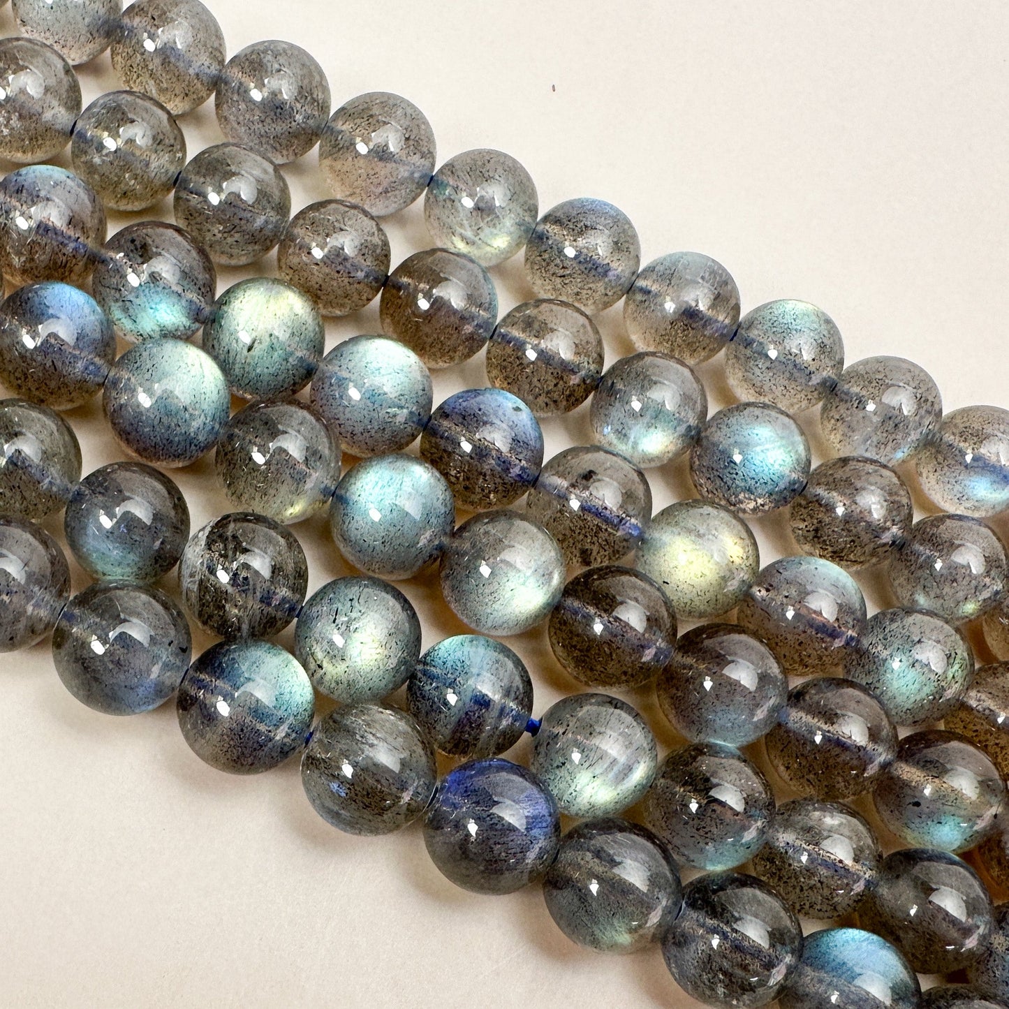 Labradorite 9mm Smooth Round Bead - 7.5" Strand (GEM2258)-The Bead Gallery Honolulu