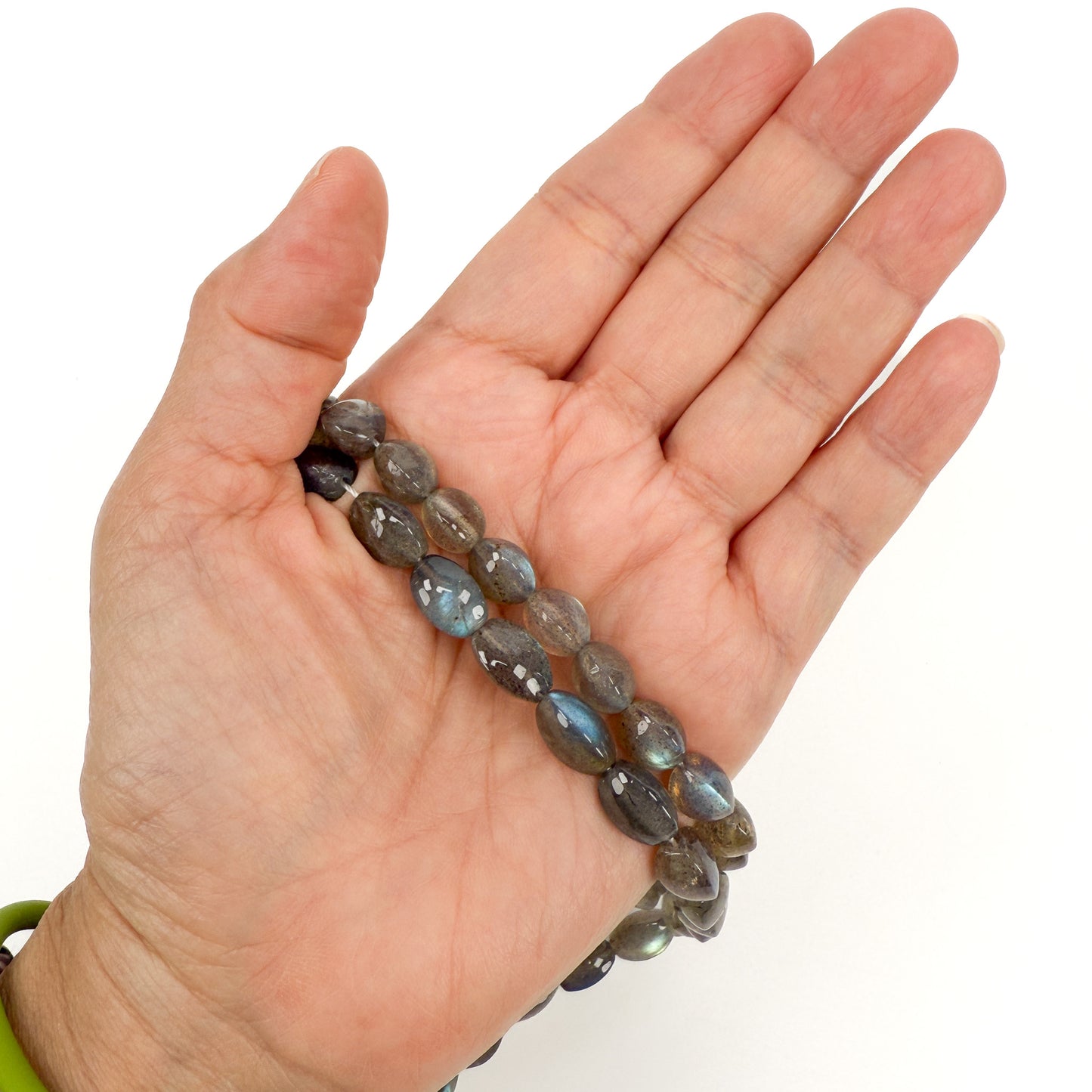 Labradorite Smooth Curved Tri-Olive Bead - 7.75" Strand (GEM2182)-The Bead Gallery Honolulu