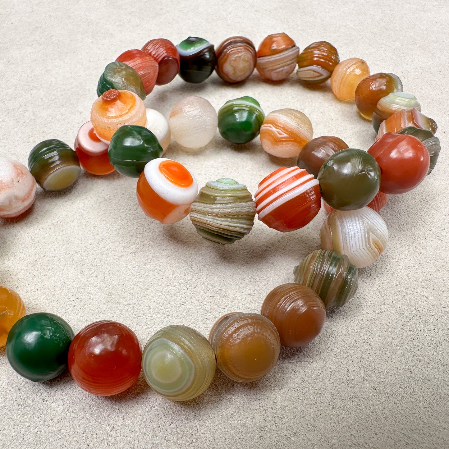 Mongolian Alashan Agate 8-10mm Round Bead Stretchy Bracelet - 1 pc. (J197)-The Bead Gallery Honolulu