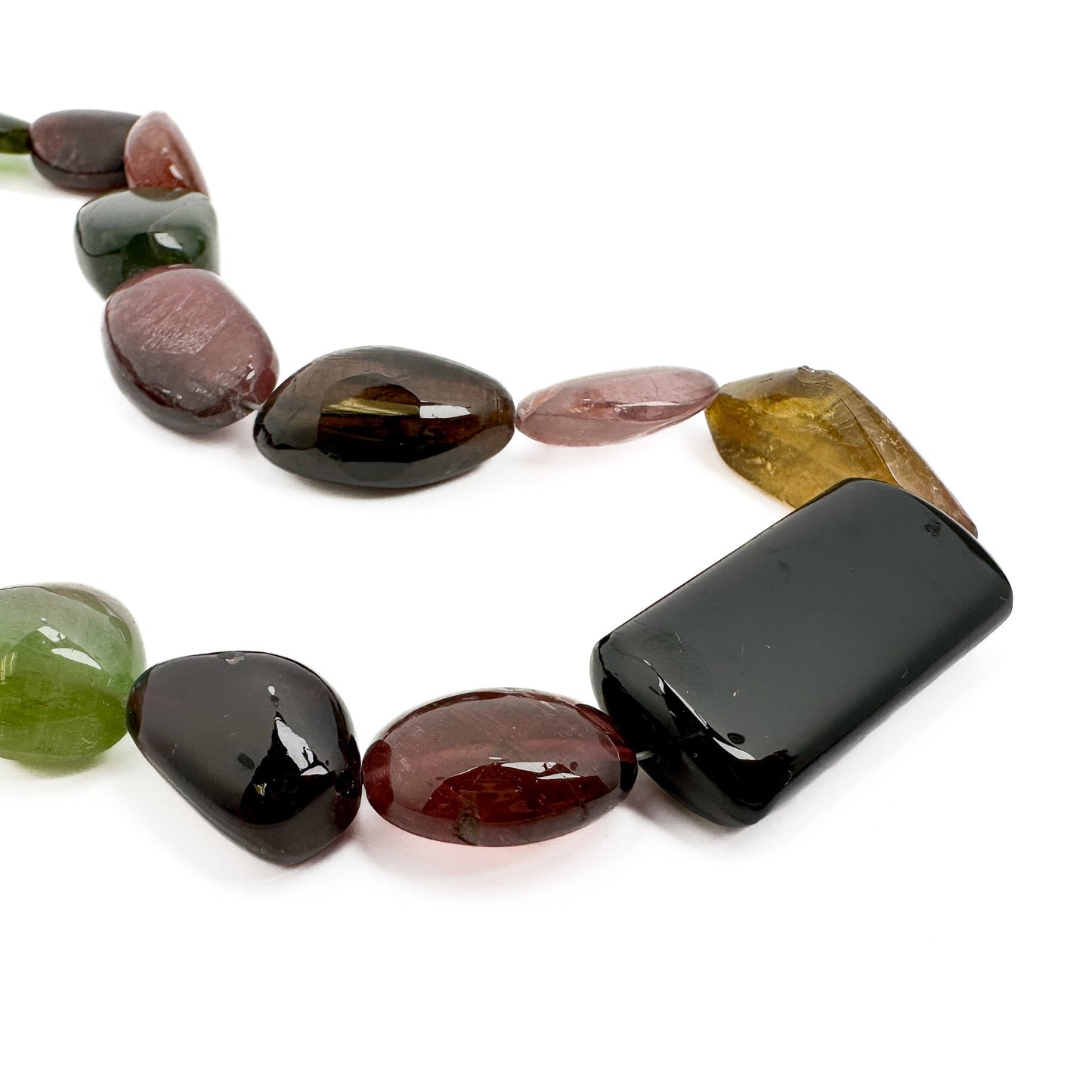 Multicolor Tourmaline 14x14-34mm Assorted Shape Long-Drill Smooth Tumbled Nugget Bead - 16.5" Strand-The Bead Gallery Honolulu