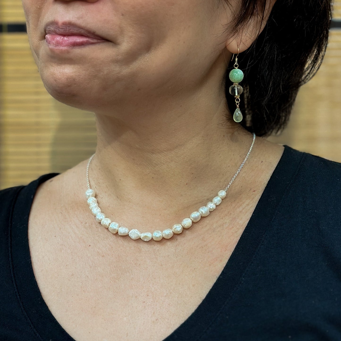 Natural Freshwater Pearl 6-7.5mm on Leather Necklace - 1 pc. (GEM2074)-The Bead Gallery Honolulu