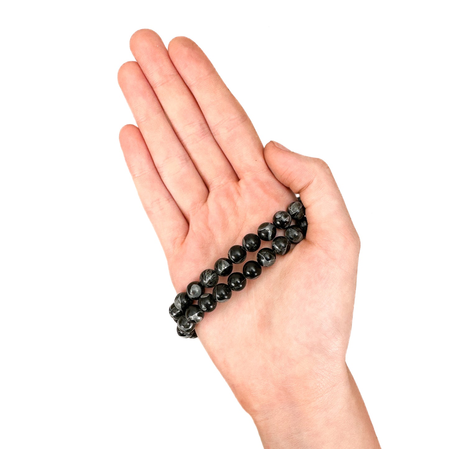 Obsidian in Zinc 8mm Smooth Round Bead - 8" Strand (GEM2281)-The Bead Gallery Honolulu