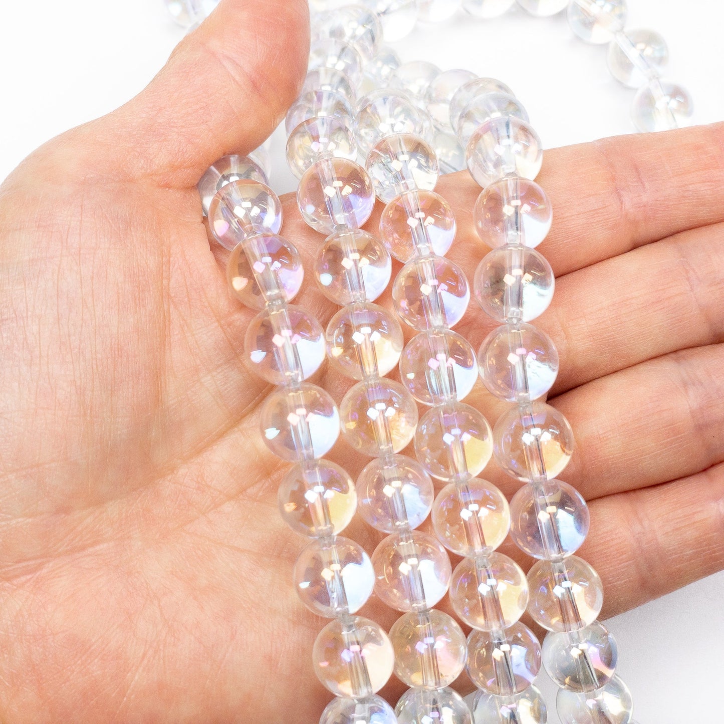 Angel Aura Quartz 8mm Round Bead - 7" Strand